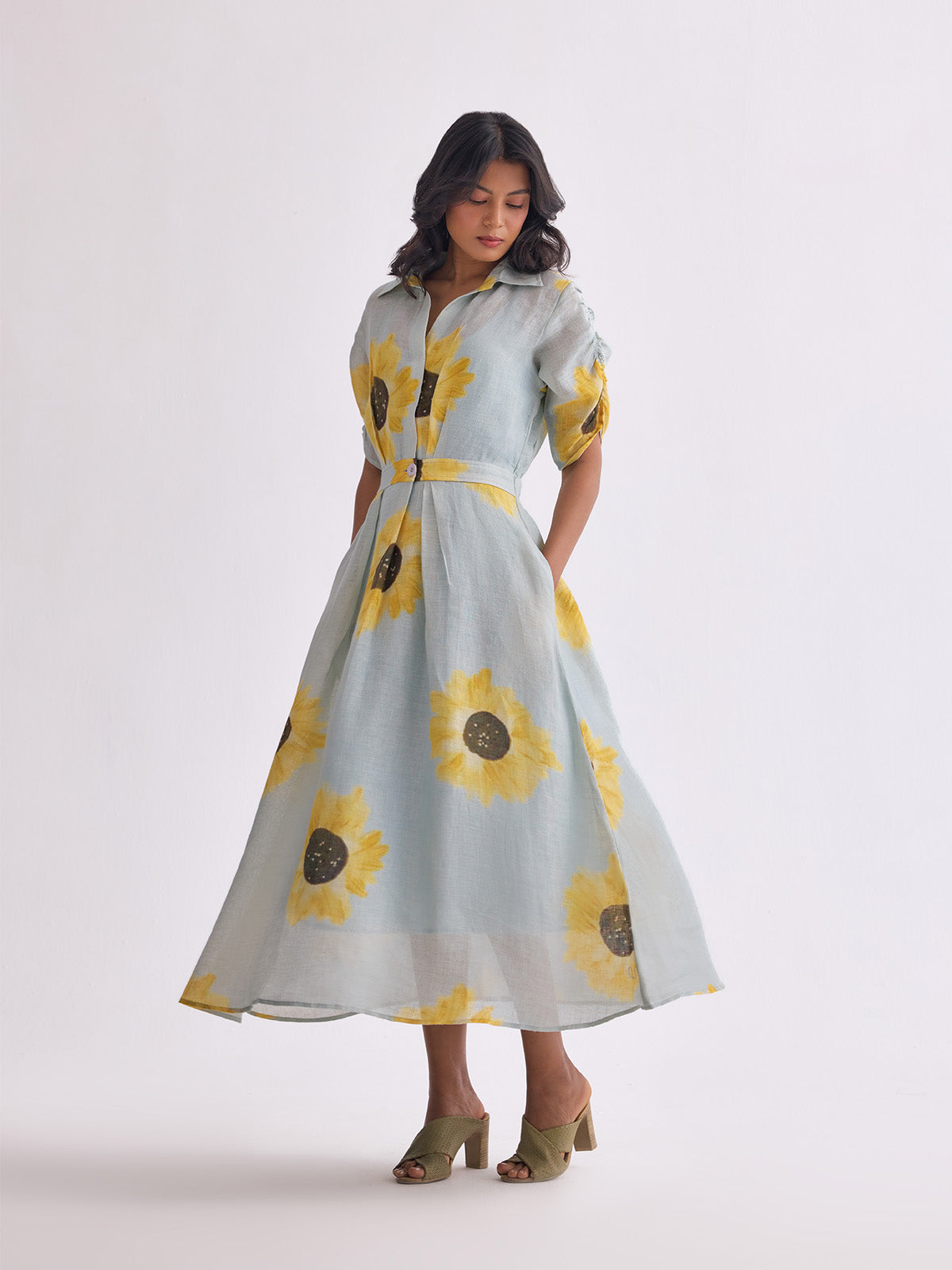 The Soorajmukhi Linen Dress - Sunflower