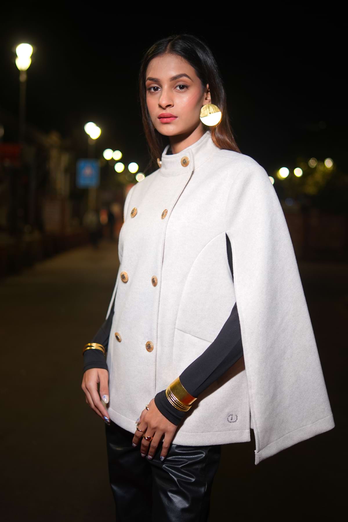 The Cozy Cascade Winter White Knitted Cape Coat