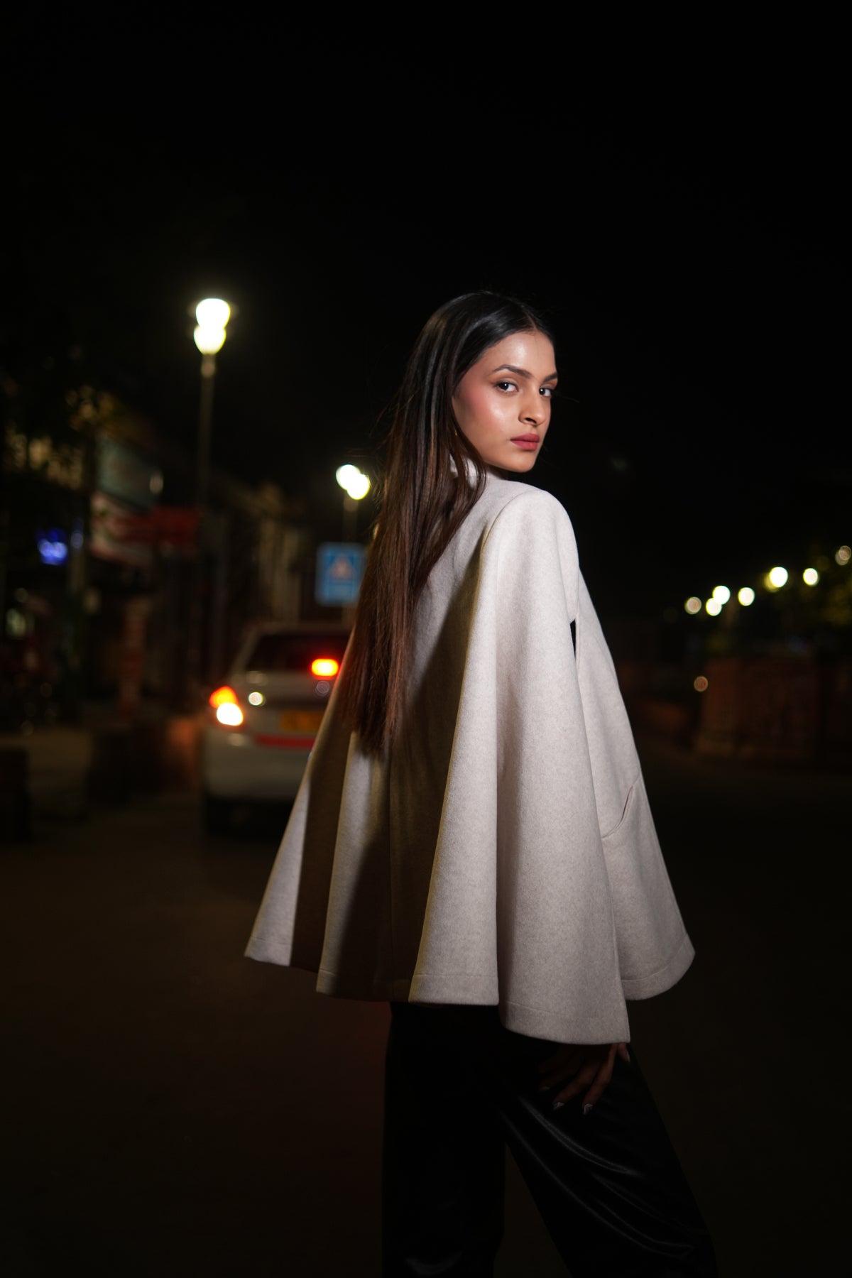 The Cozy Cascade Cape - Winter White