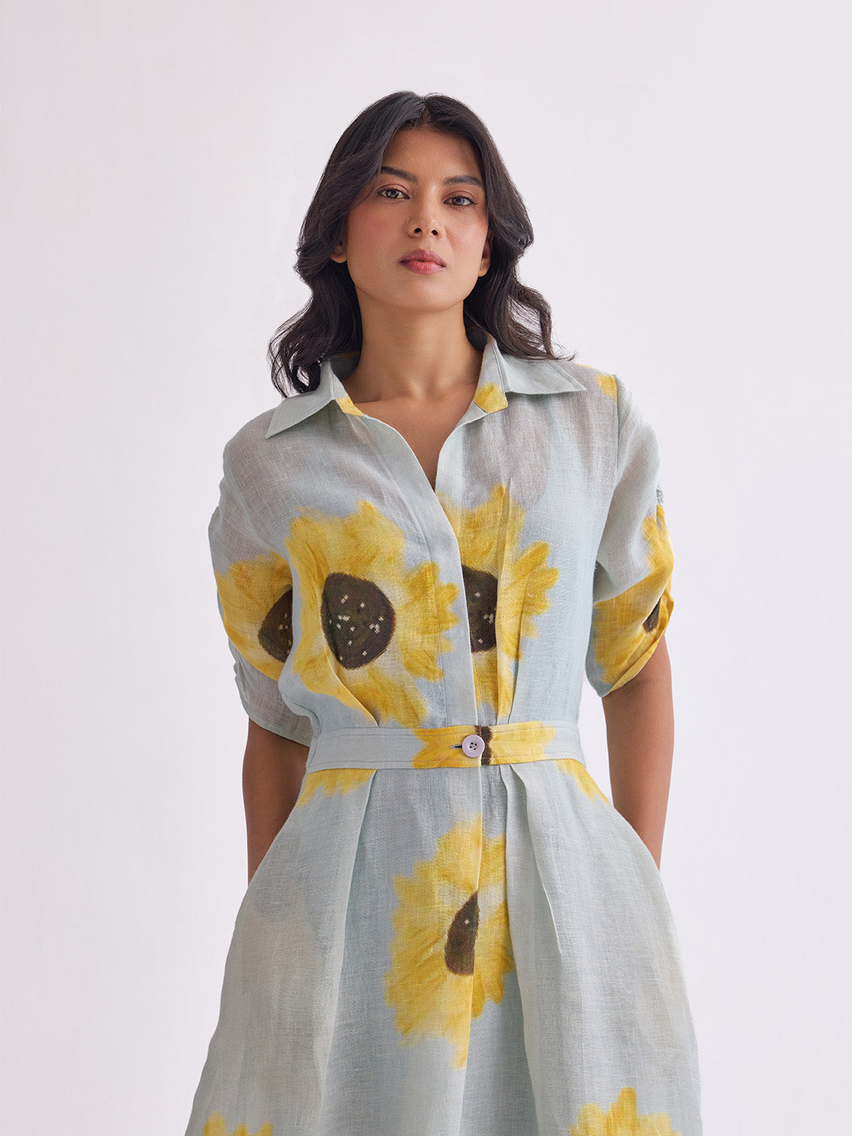 The Soorajmukhi Linen Dress - Sunflower