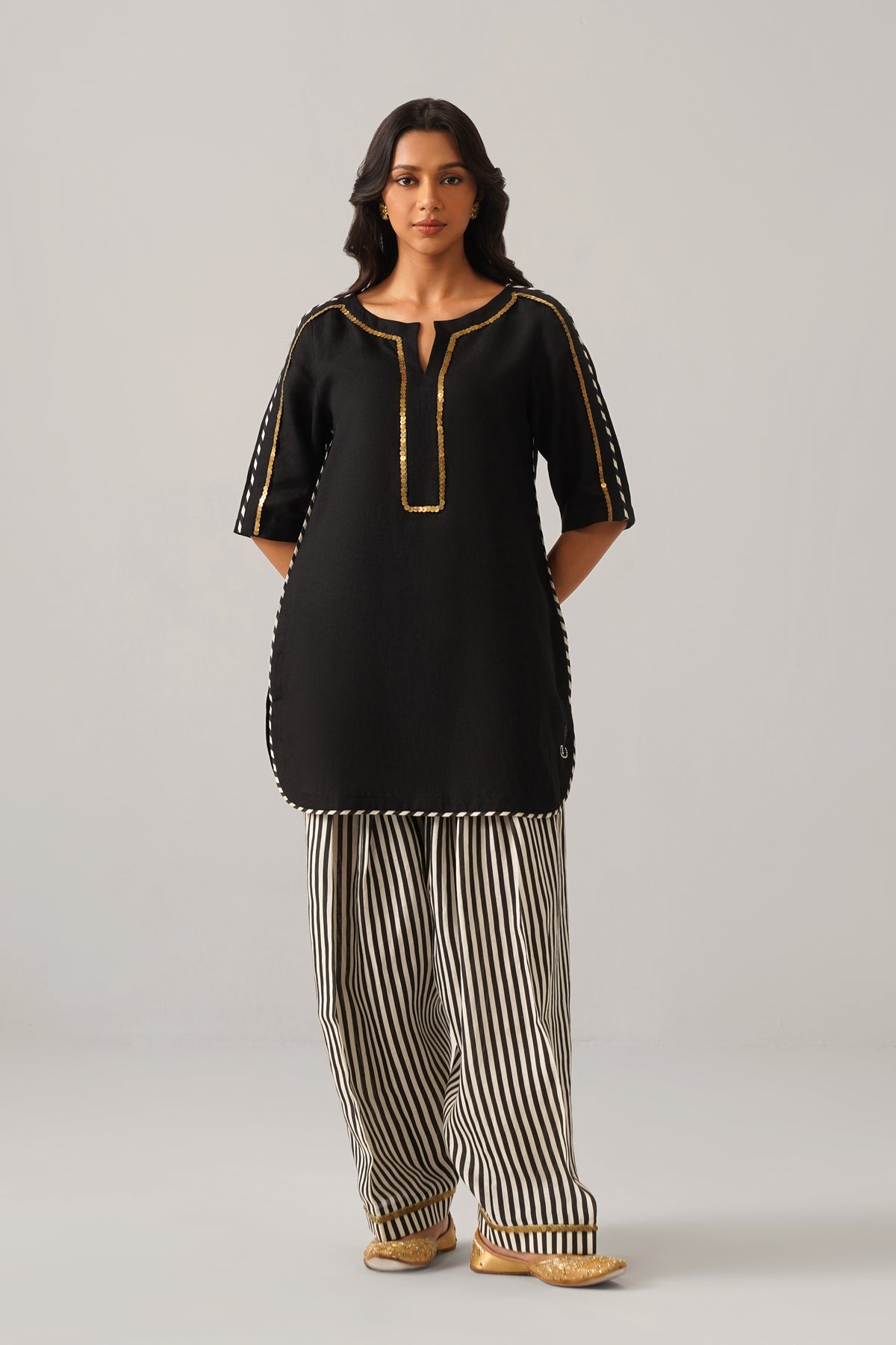 The Zareen Black Linen Kurti