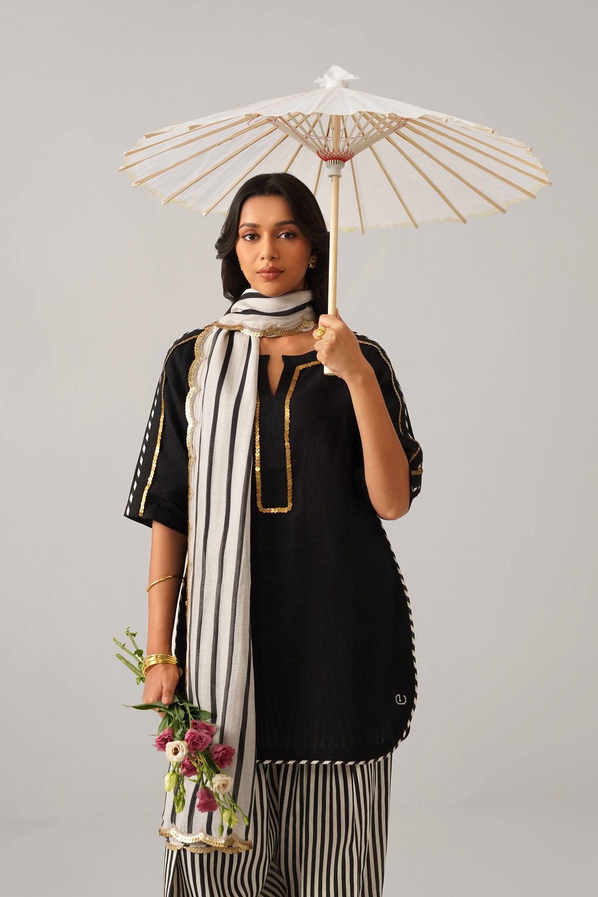 The Zareen Black Linen Kurti