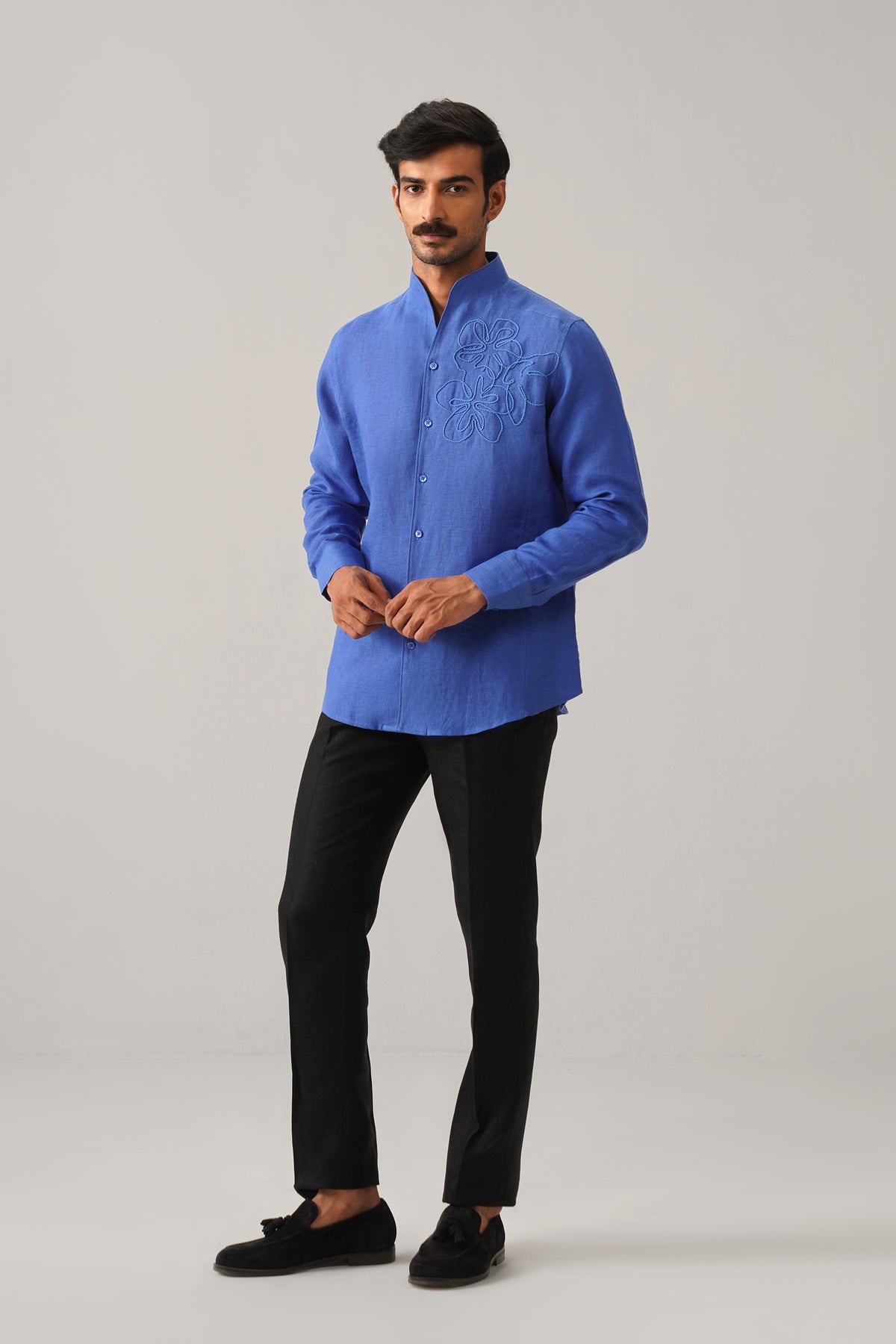 The Ruhaan Royal Blue Linen Shirt