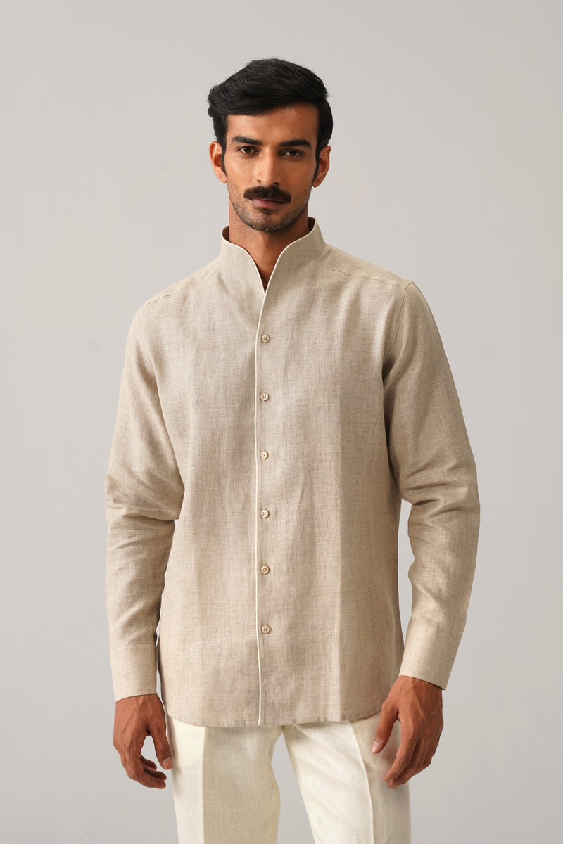 Royal Aristocratic Beige Linen Shirt