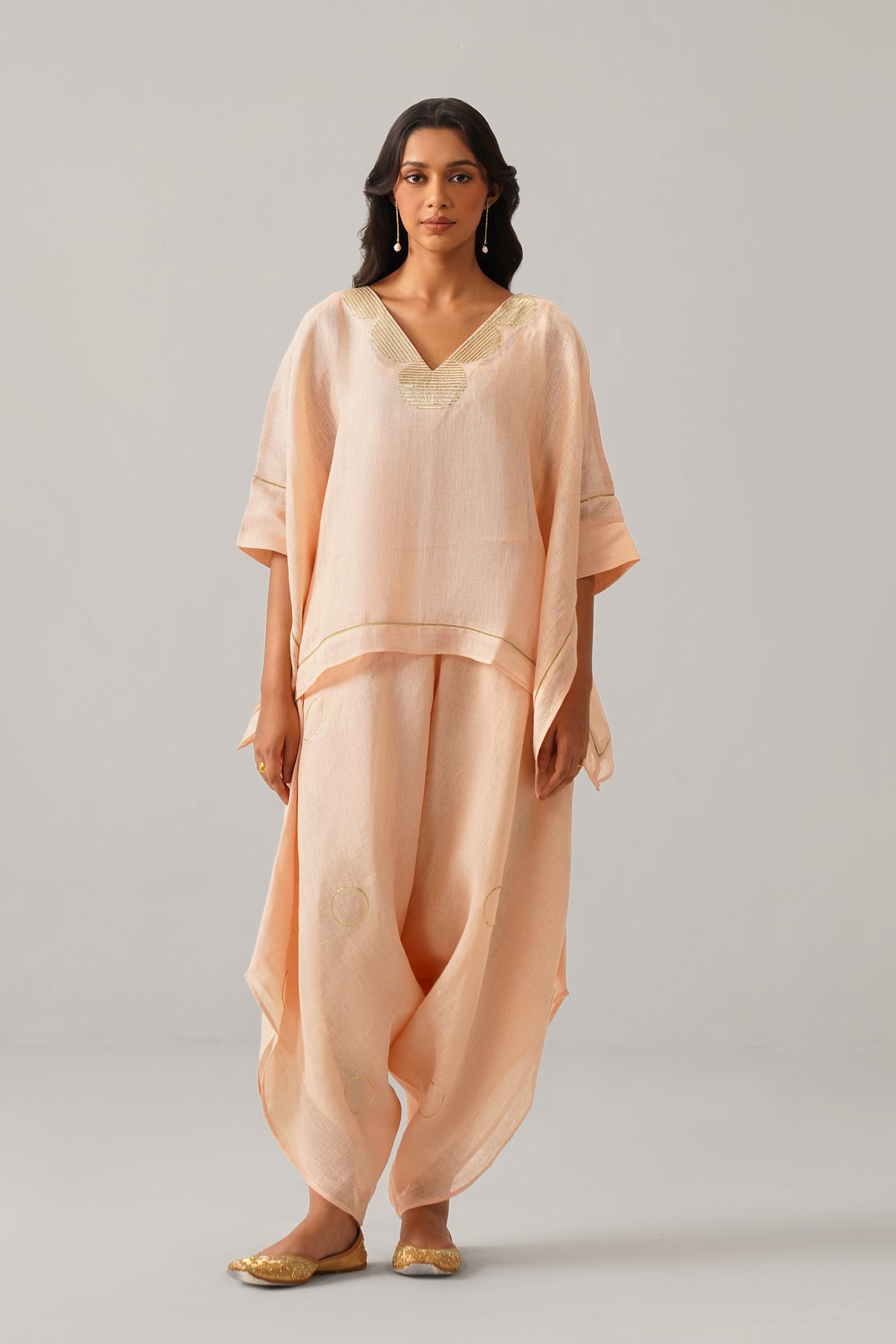 The Firdaus Peach Gauze Linen Cape