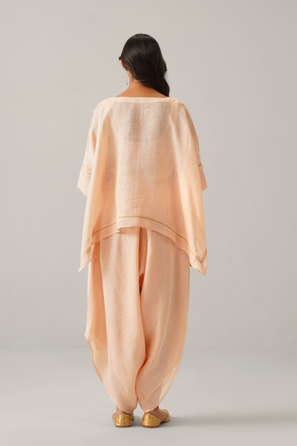 The Firdaus Peach Gauze Linen Cape