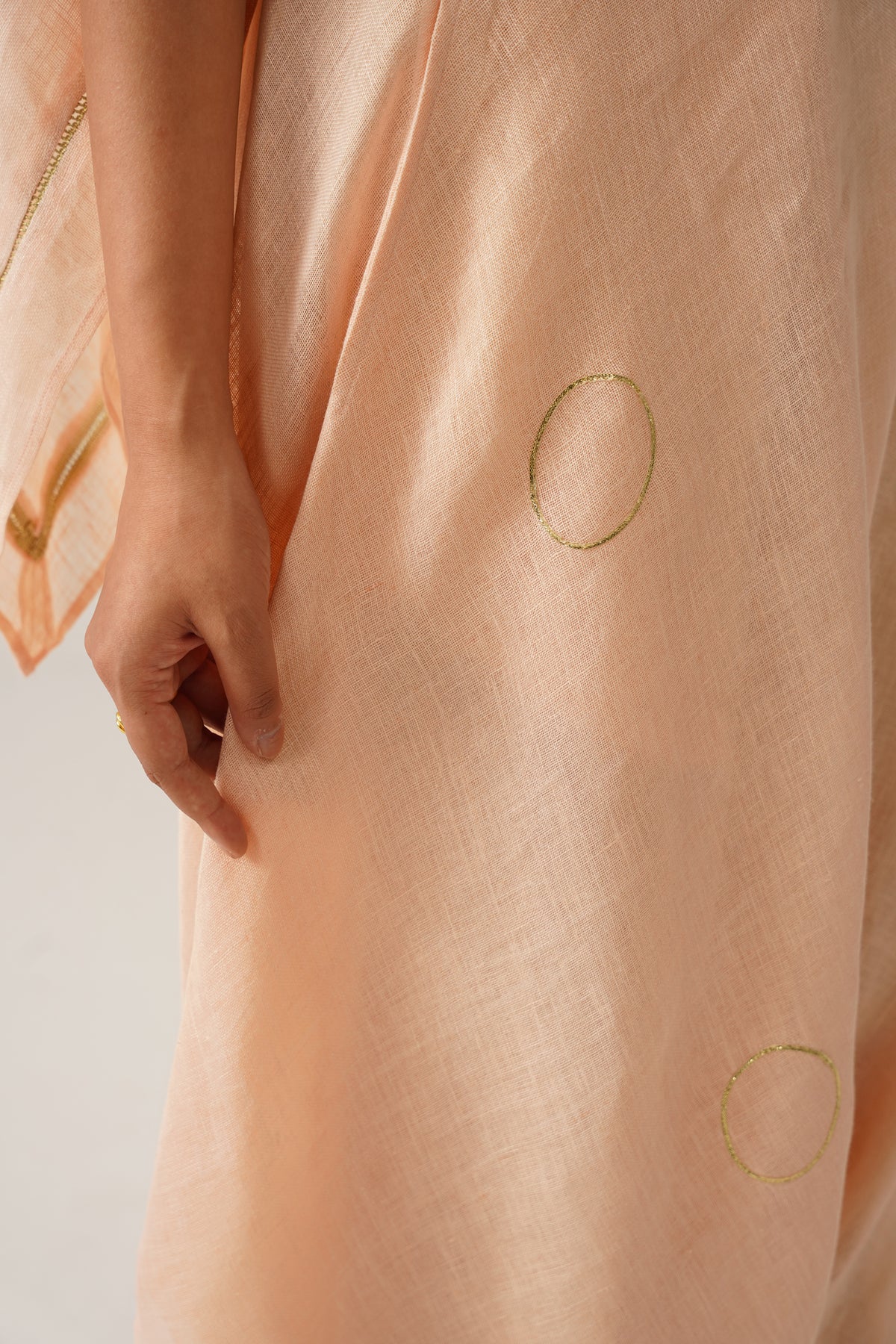 The Firdaus Peach Gauze Linen Cape