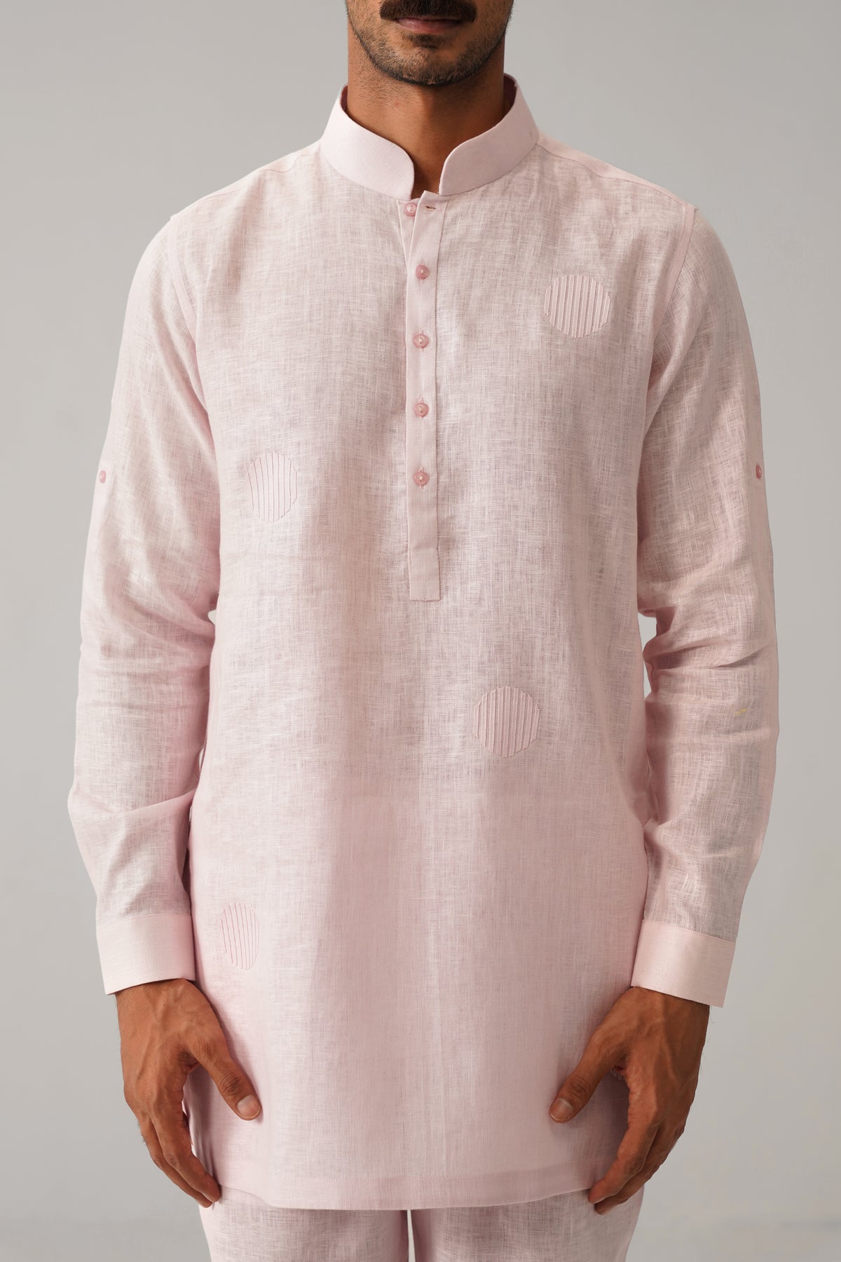 The Ehsaas Baby Pink Linen Kurta Set