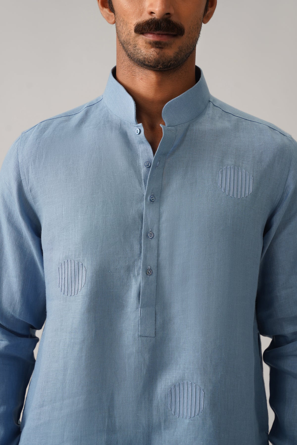 The Ehsaas Powder Blue Linen Kurta Set