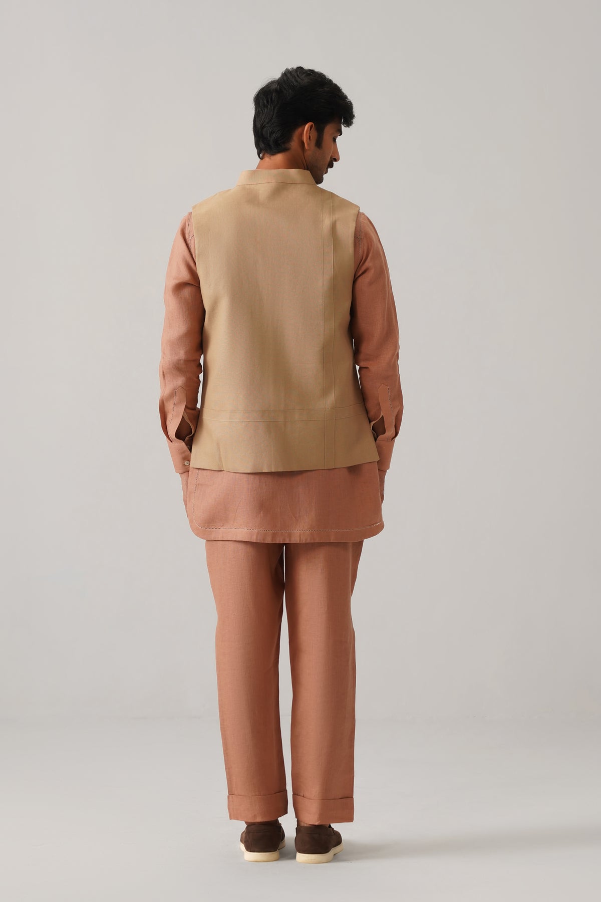 The Sehar Sand Linen Nehru Jacket
