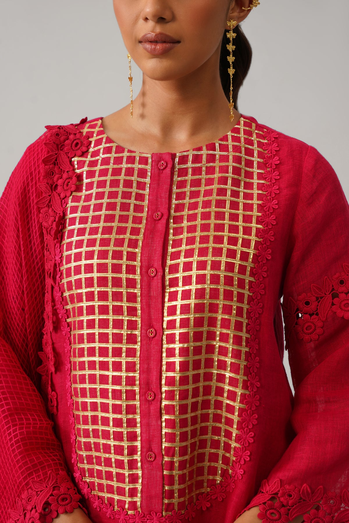 The Inayat Fuchsia Pink Gauze Linen Kurti