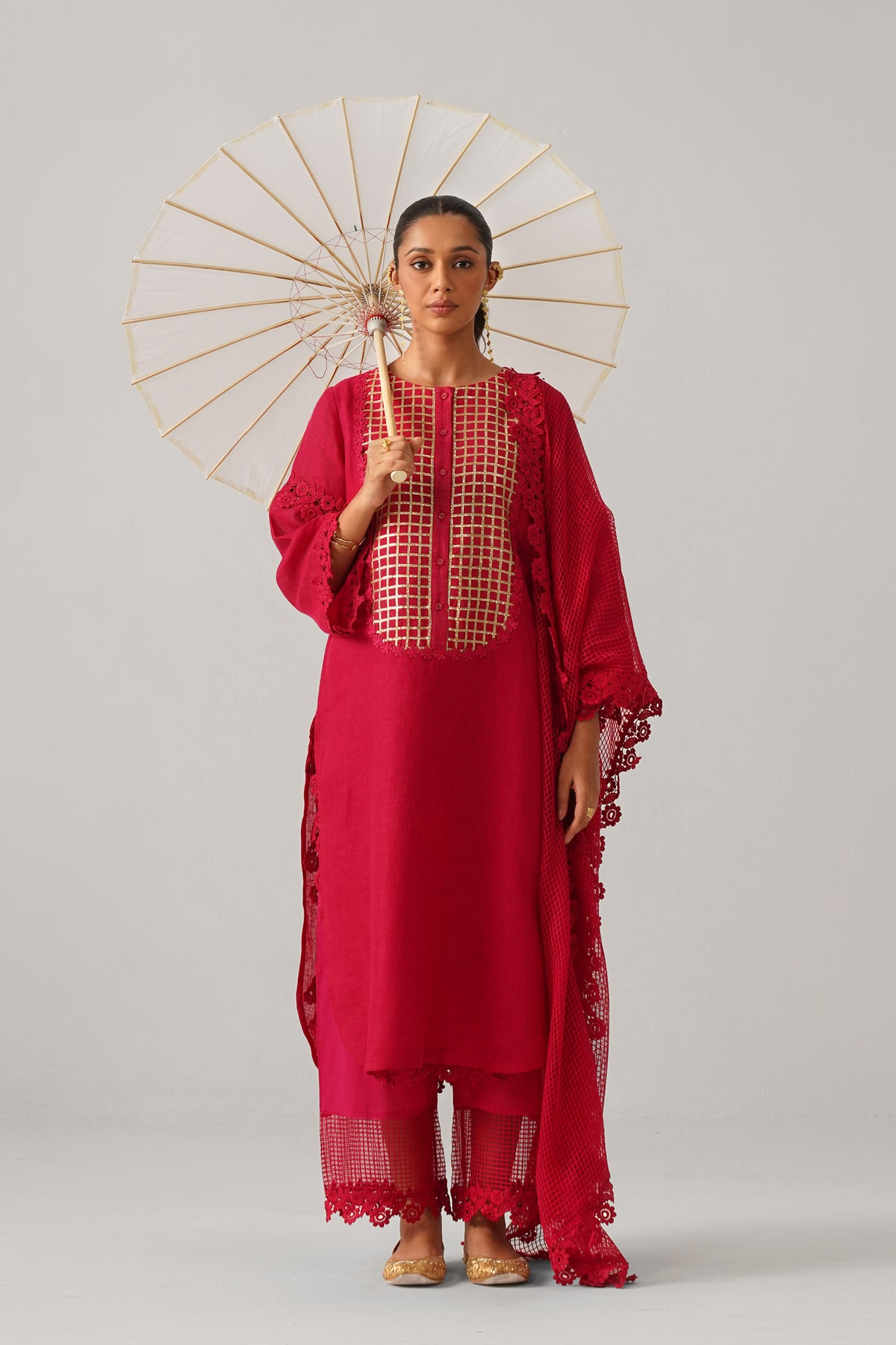 The Inayat Fuchsia Pink Gauze Linen Kurti
