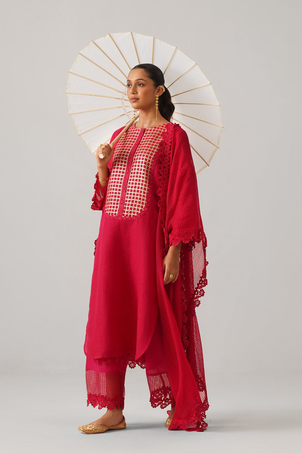 The Inayat Fuchsia Pink Gauze Linen Kurti