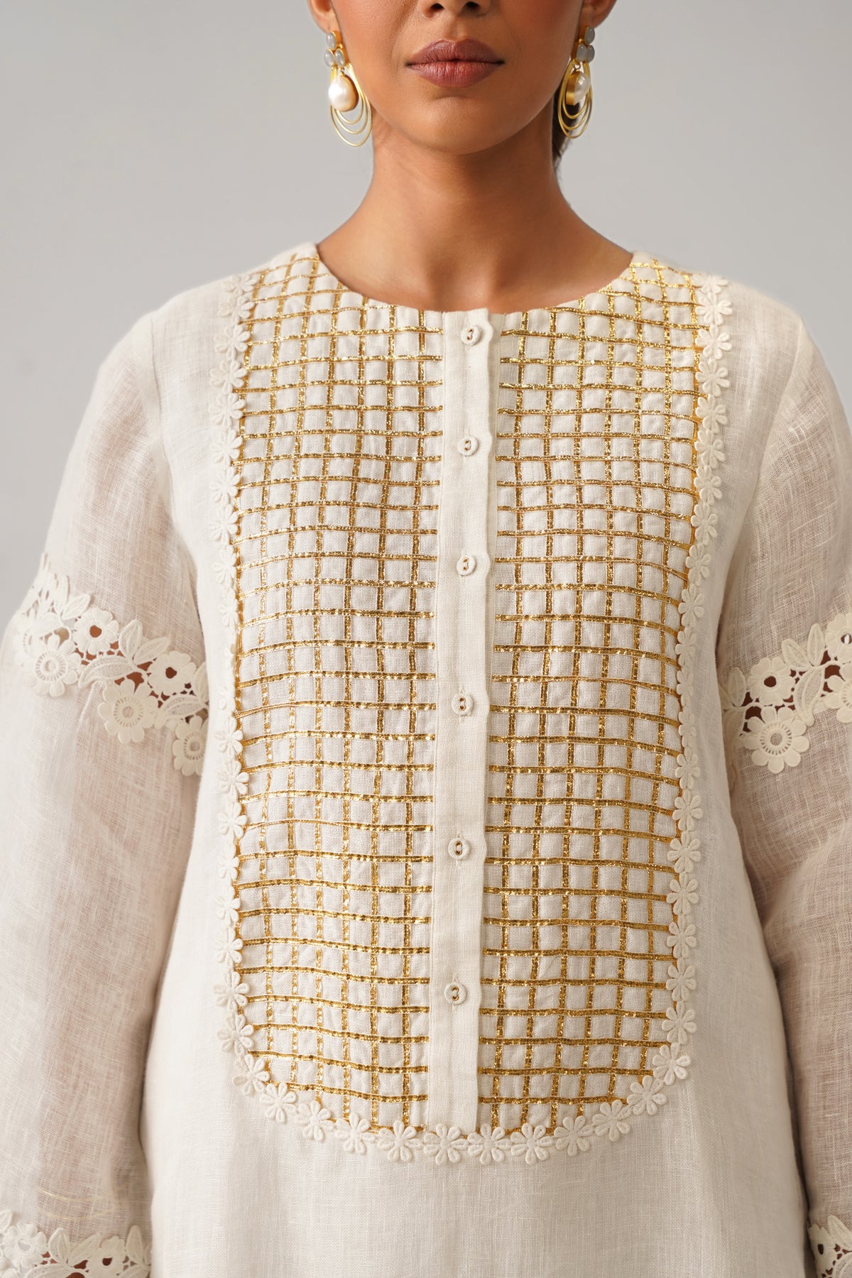 The Inayat Off White Gauze Linen Kurti