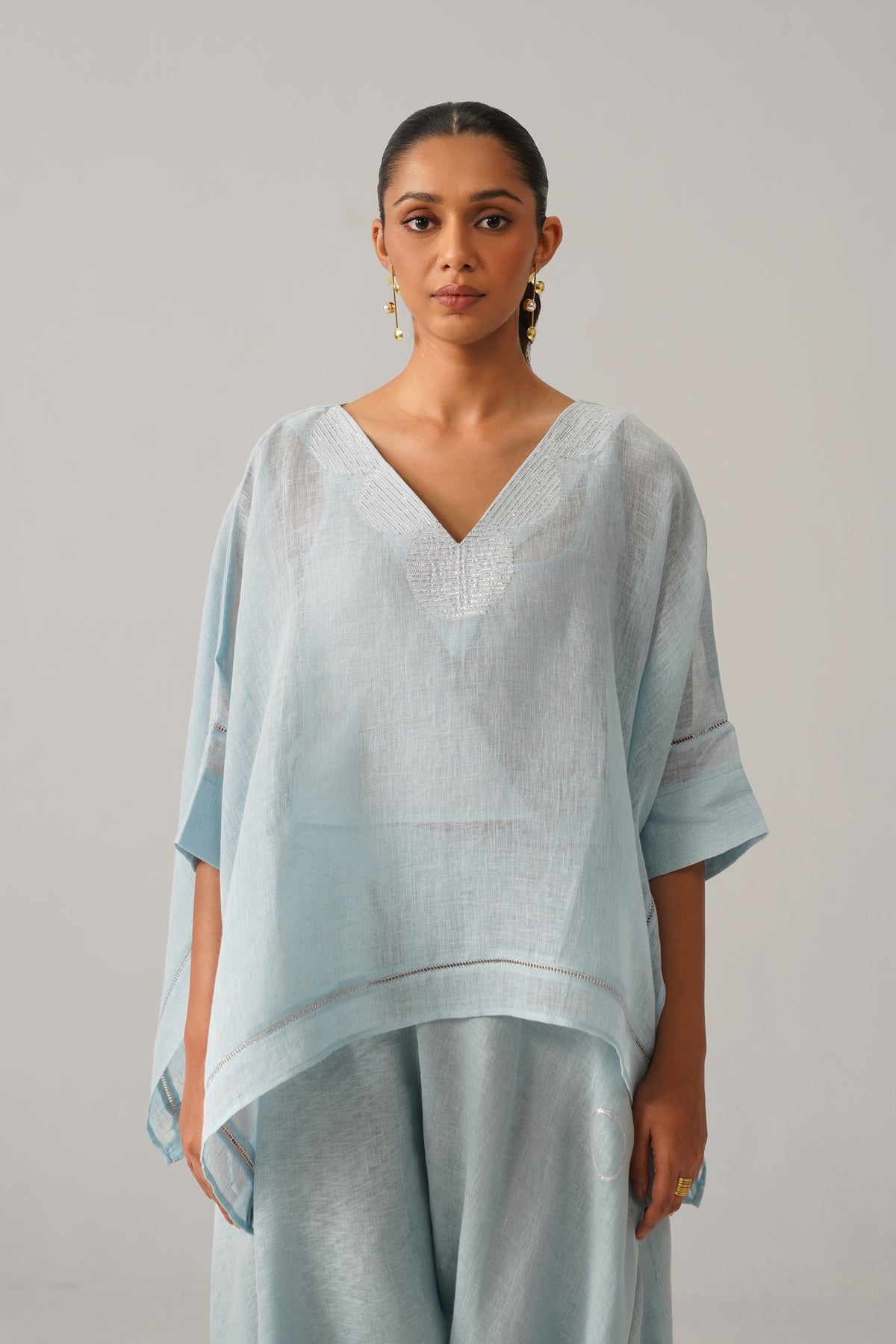 The Firdaus Light Blue Gauze Linen Cape
