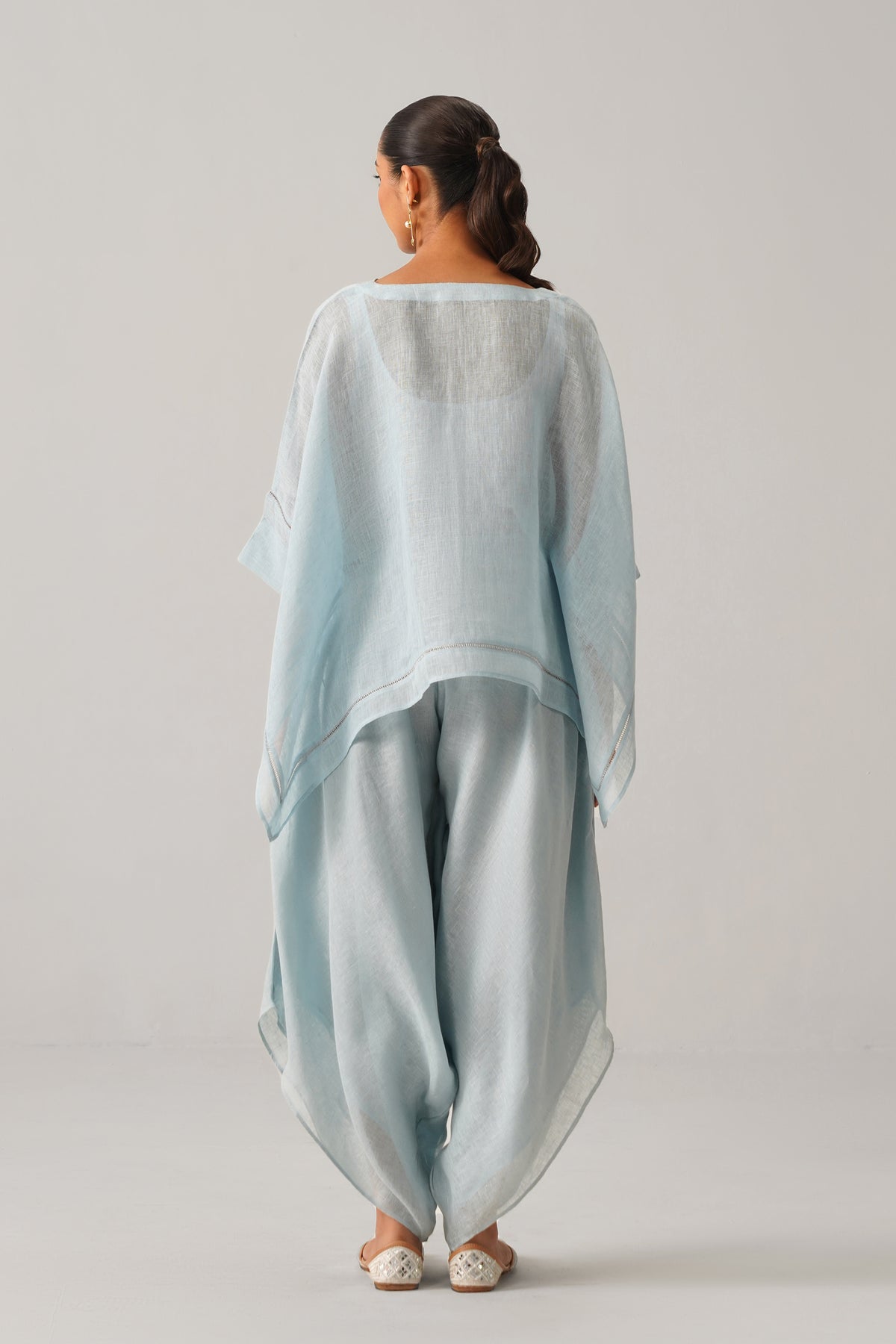 The Firdaus Light Blue Gauze Linen Cape