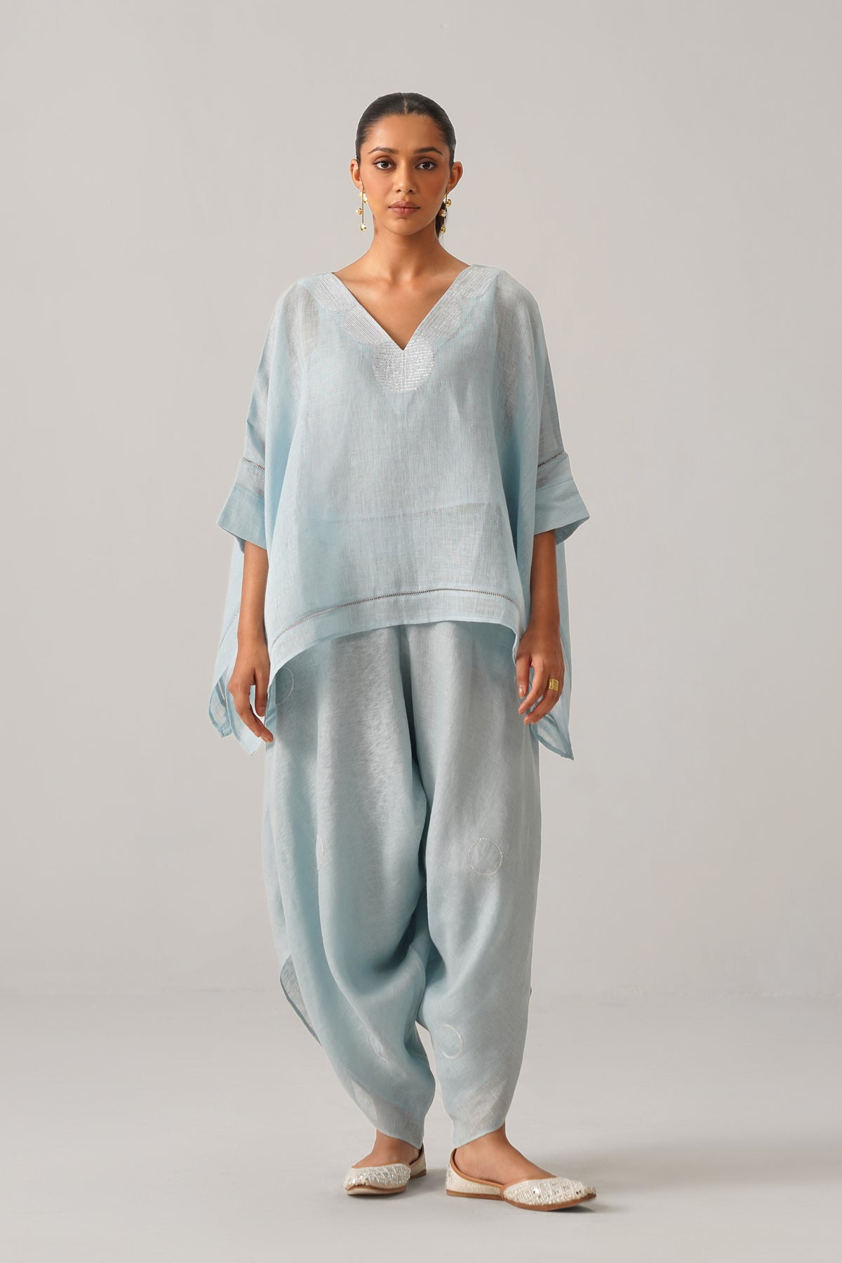 The Firdaus Light Blue Gauze Linen Cape