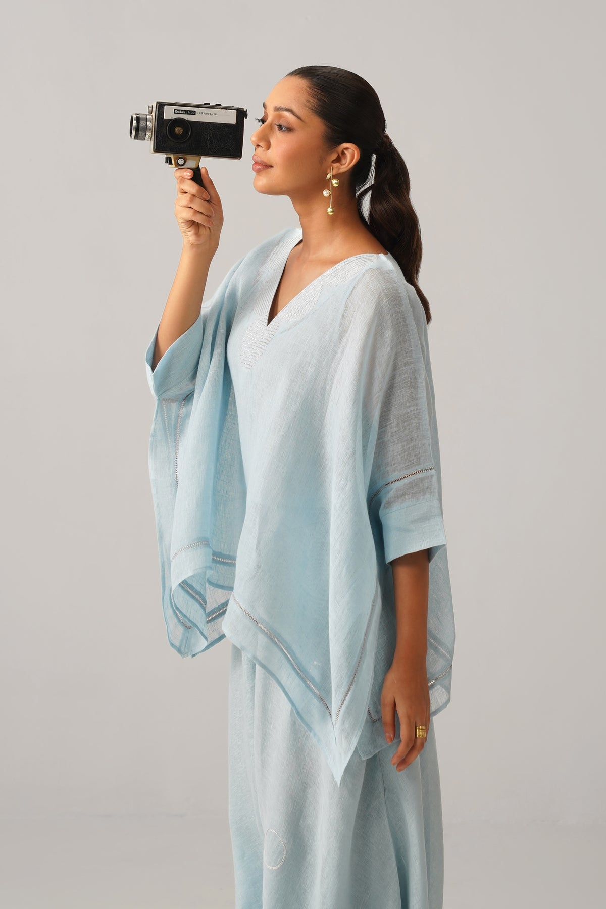 The Firdaus Light Blue Gauze Linen Cape