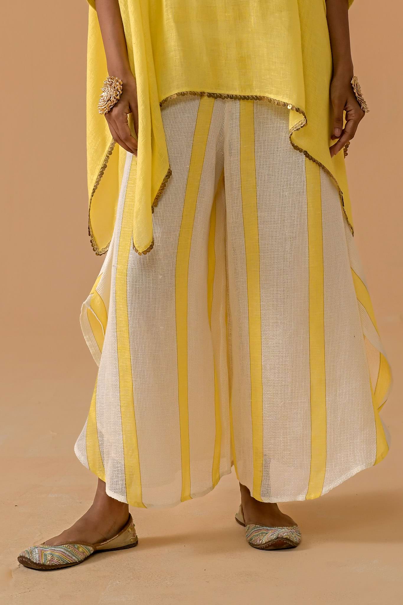 Drama Queen Linen Palazzo - Yellow Stripe