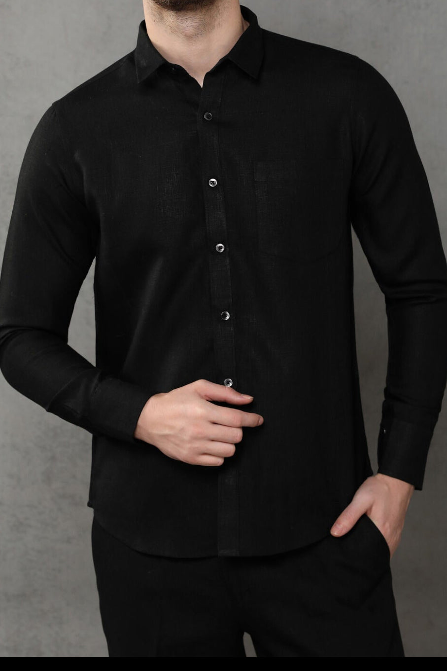 Extended Collar Linen Shirt - Yell With Us