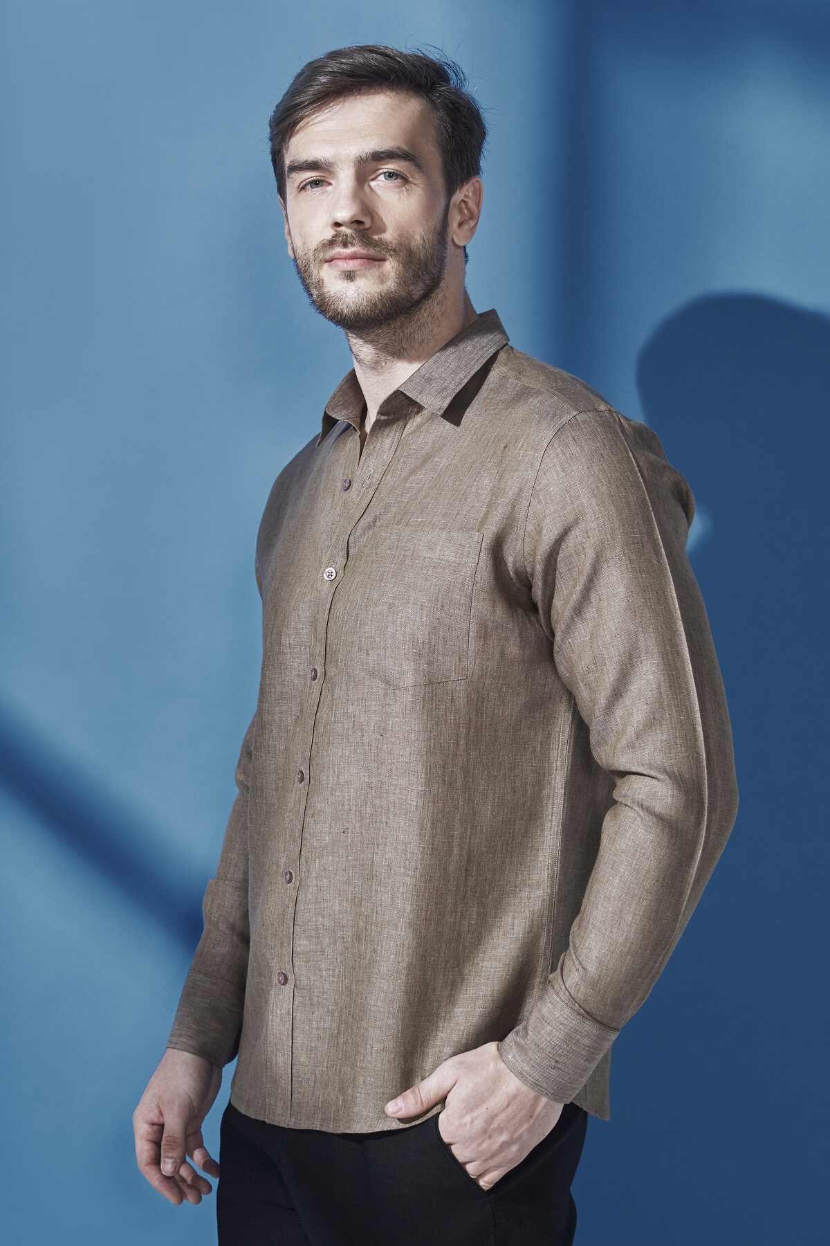 Extended Collar Linen Shirt - Yell With Us