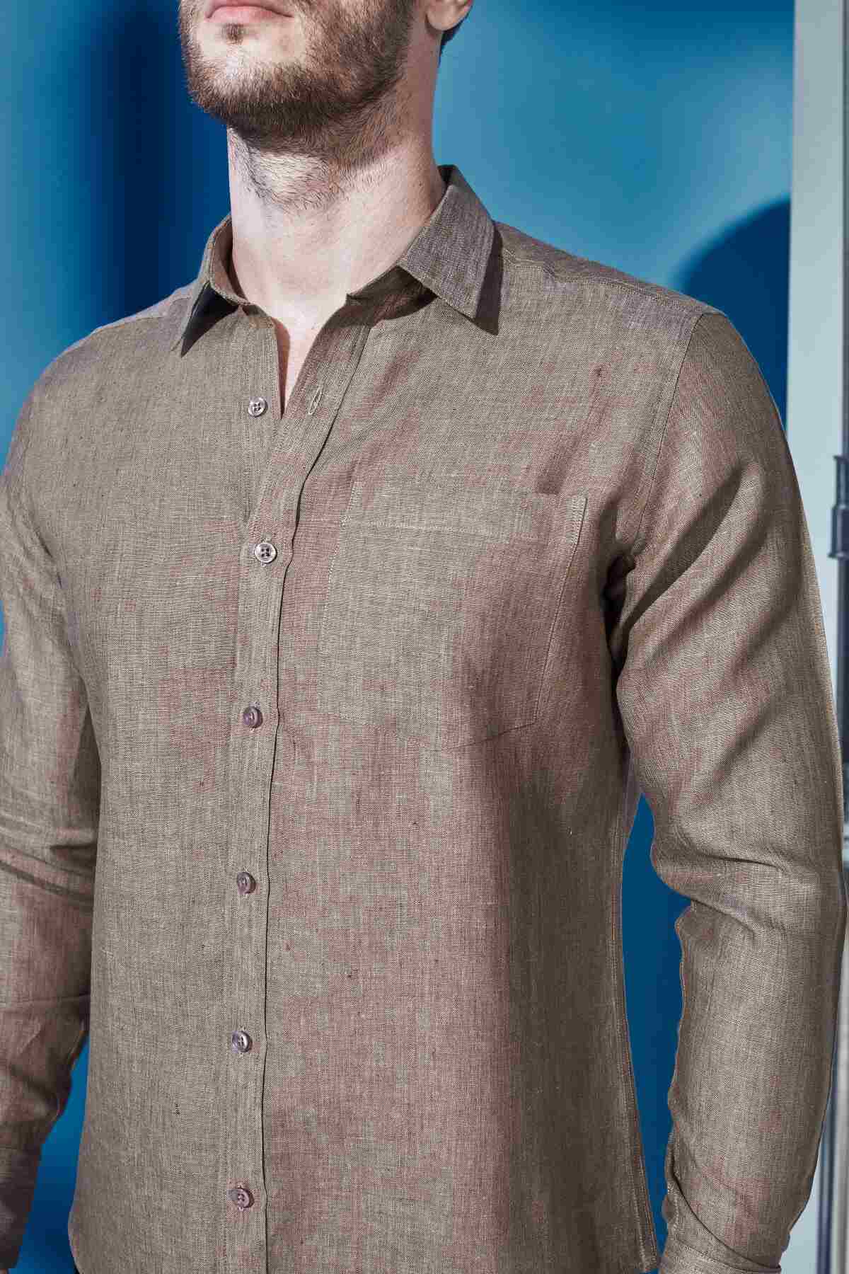 Extended Collar Linen Shirt - Yell With Us