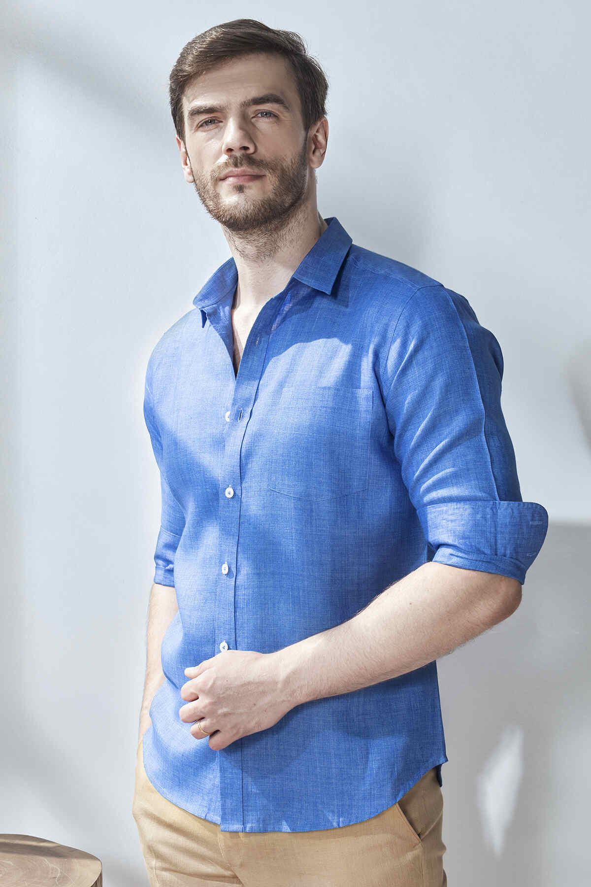 Extended Collar Linen Shirt - Yell With Us