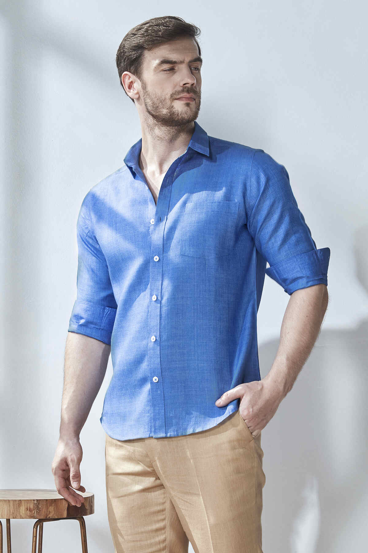 Extended Collar Linen Shirt - Yell With Us