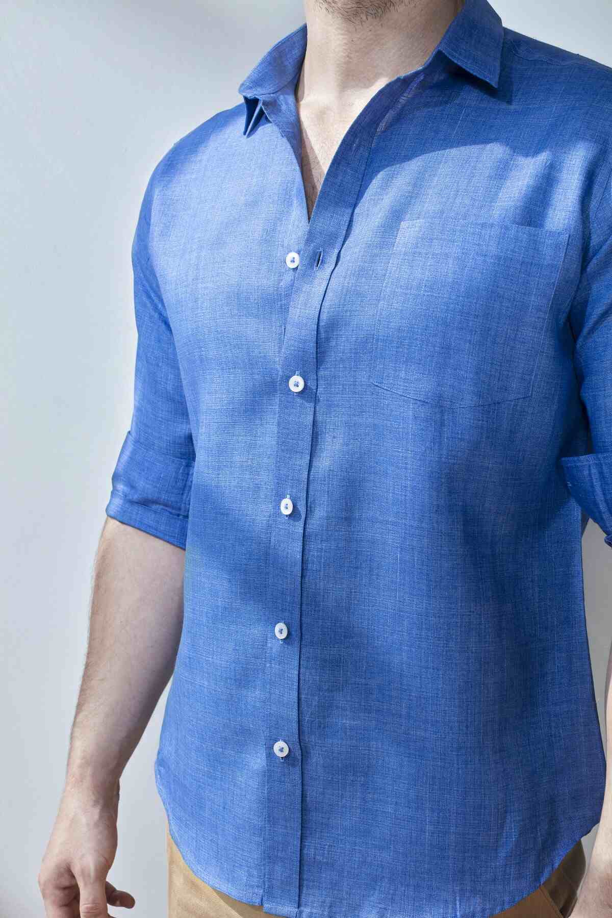 Extended Collar Linen Shirt - Yell With Us