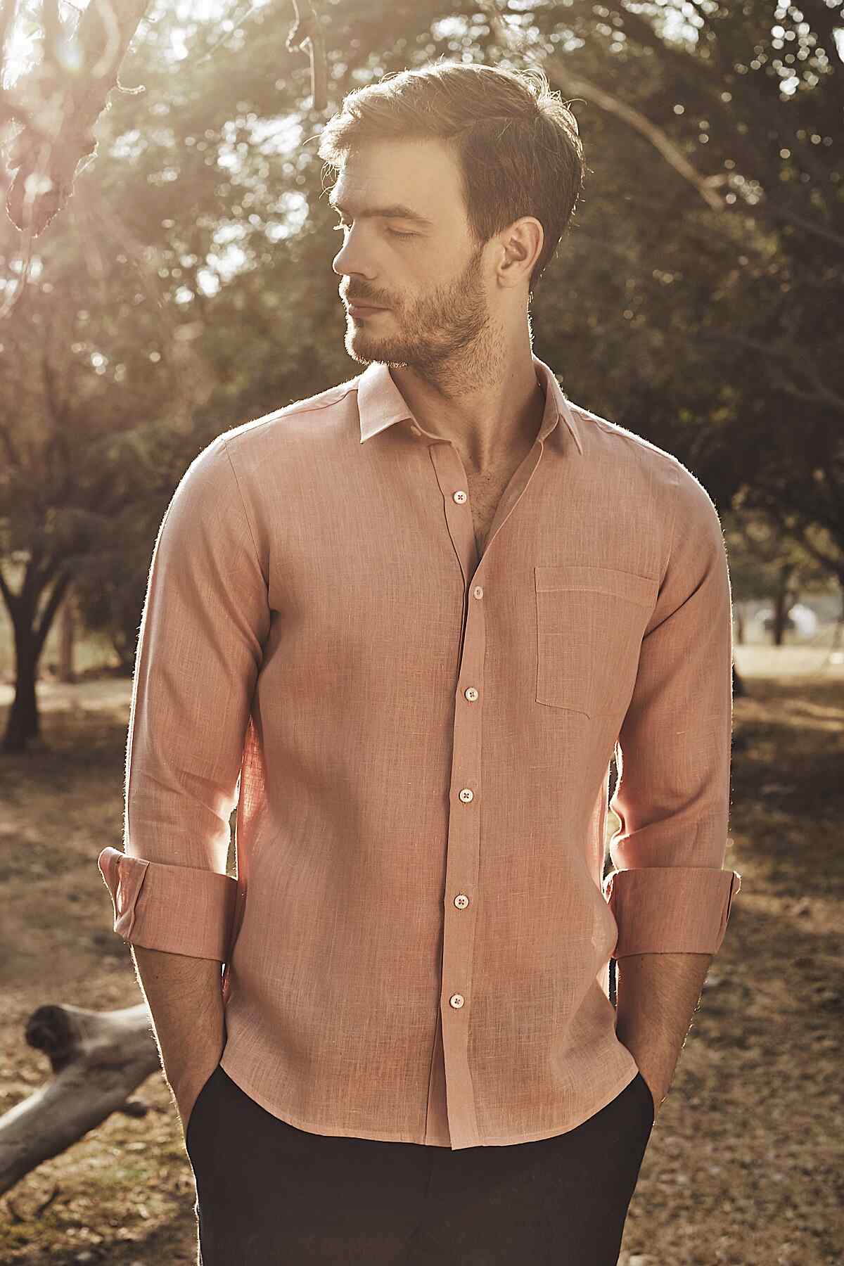 Extended Collar Linen Shirt - Yell With Us