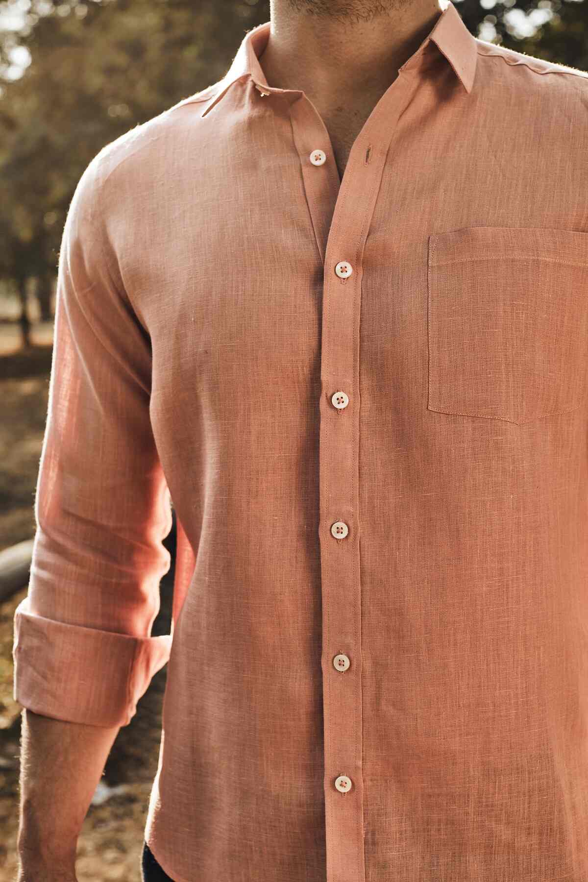 Extended Collar Linen Shirt - Yell With Us