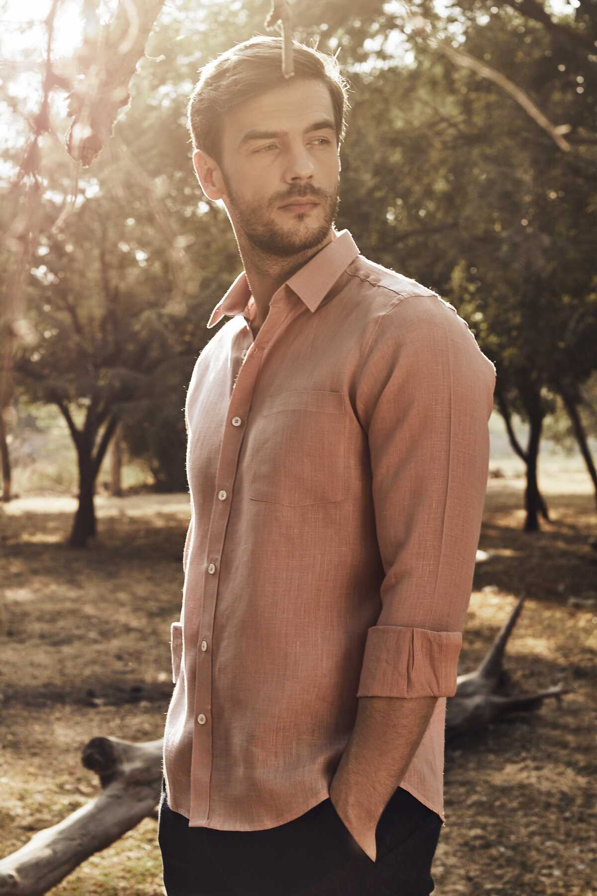 Extended Collar Linen Shirt - Yell With Us