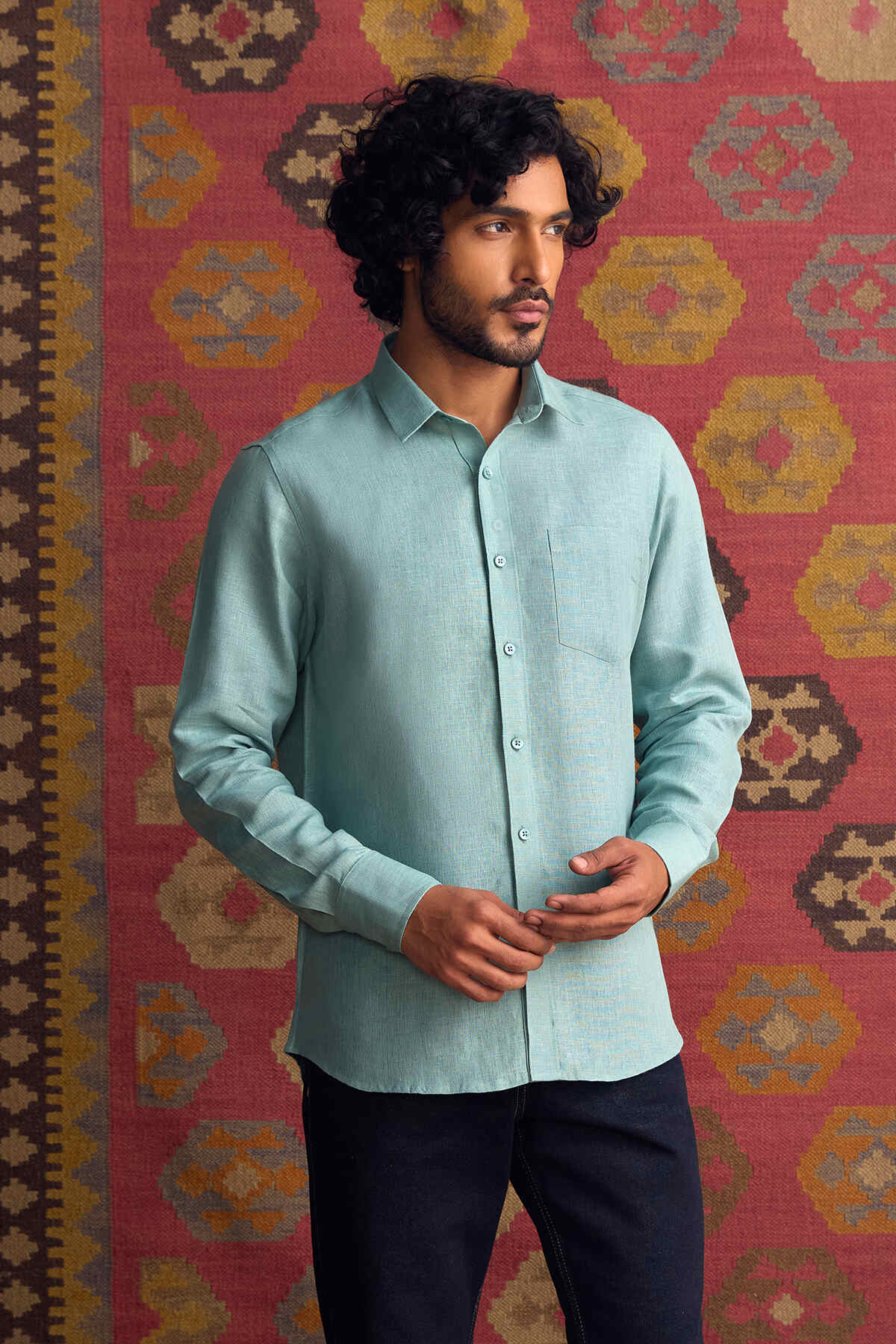 Extended Collar Linen Shirt Linen Shirts for Men Yellwithus