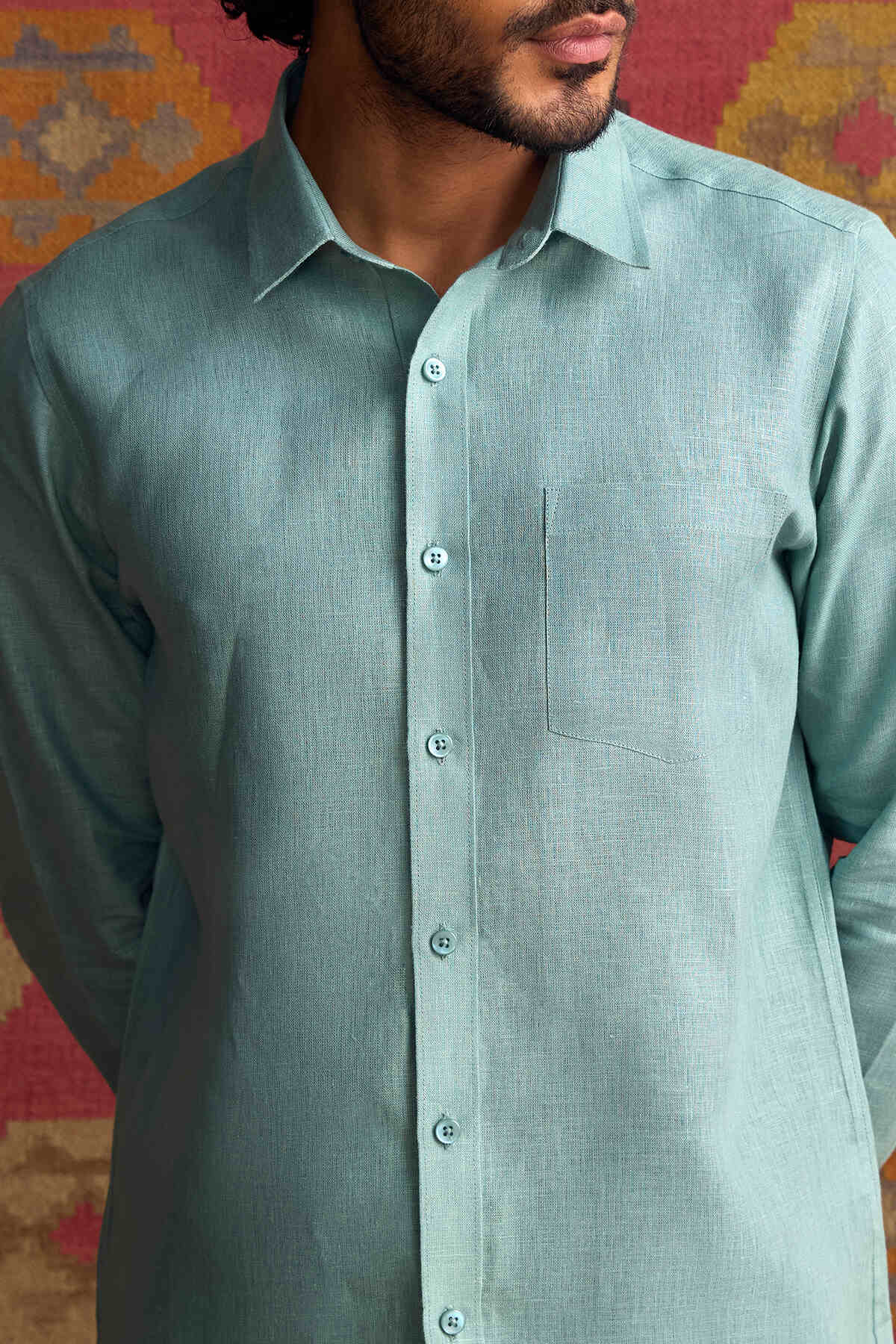 Extended Collar Linen Shirt