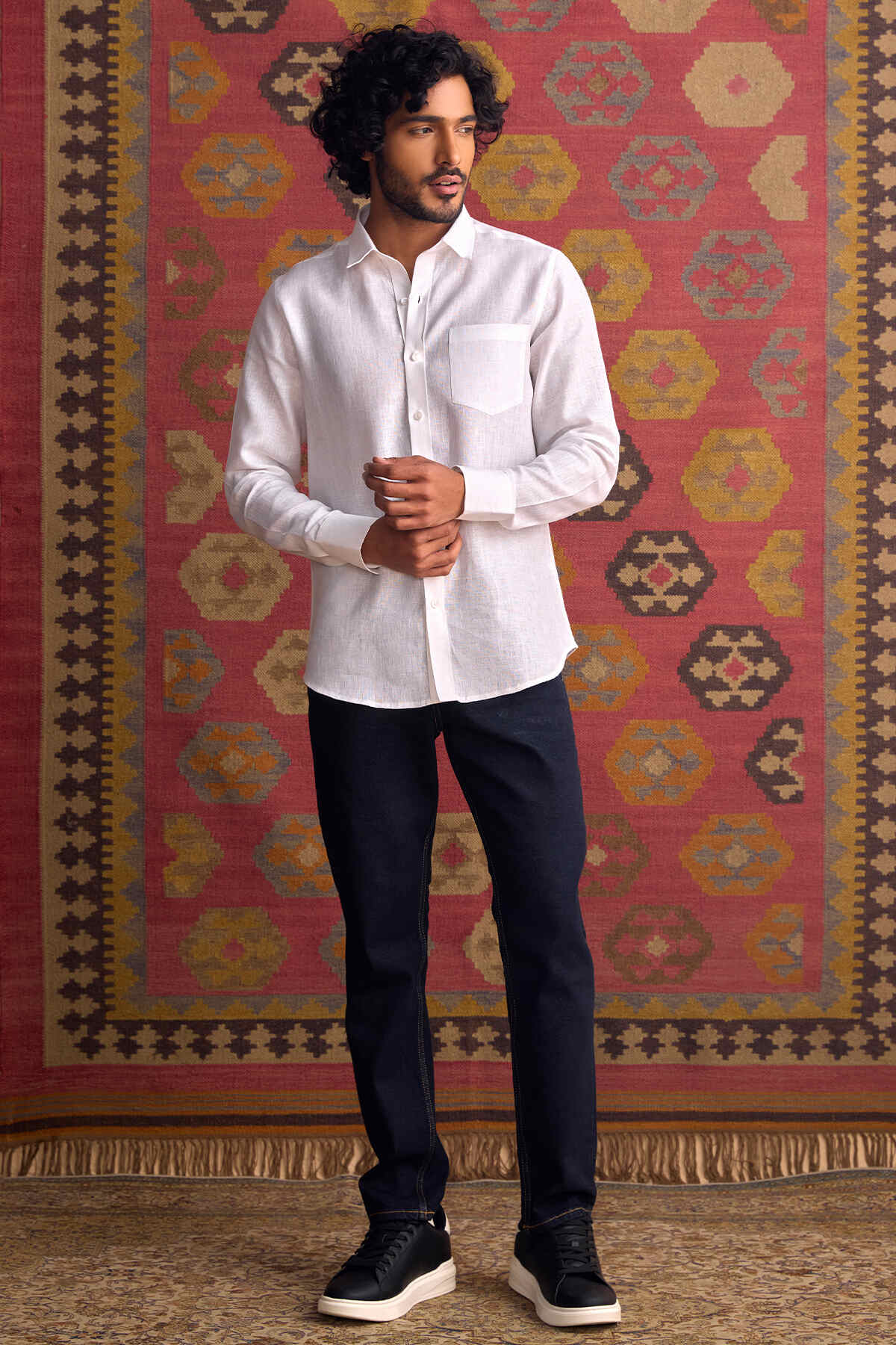 Extended Collar Linen Shirt - Yell With Us