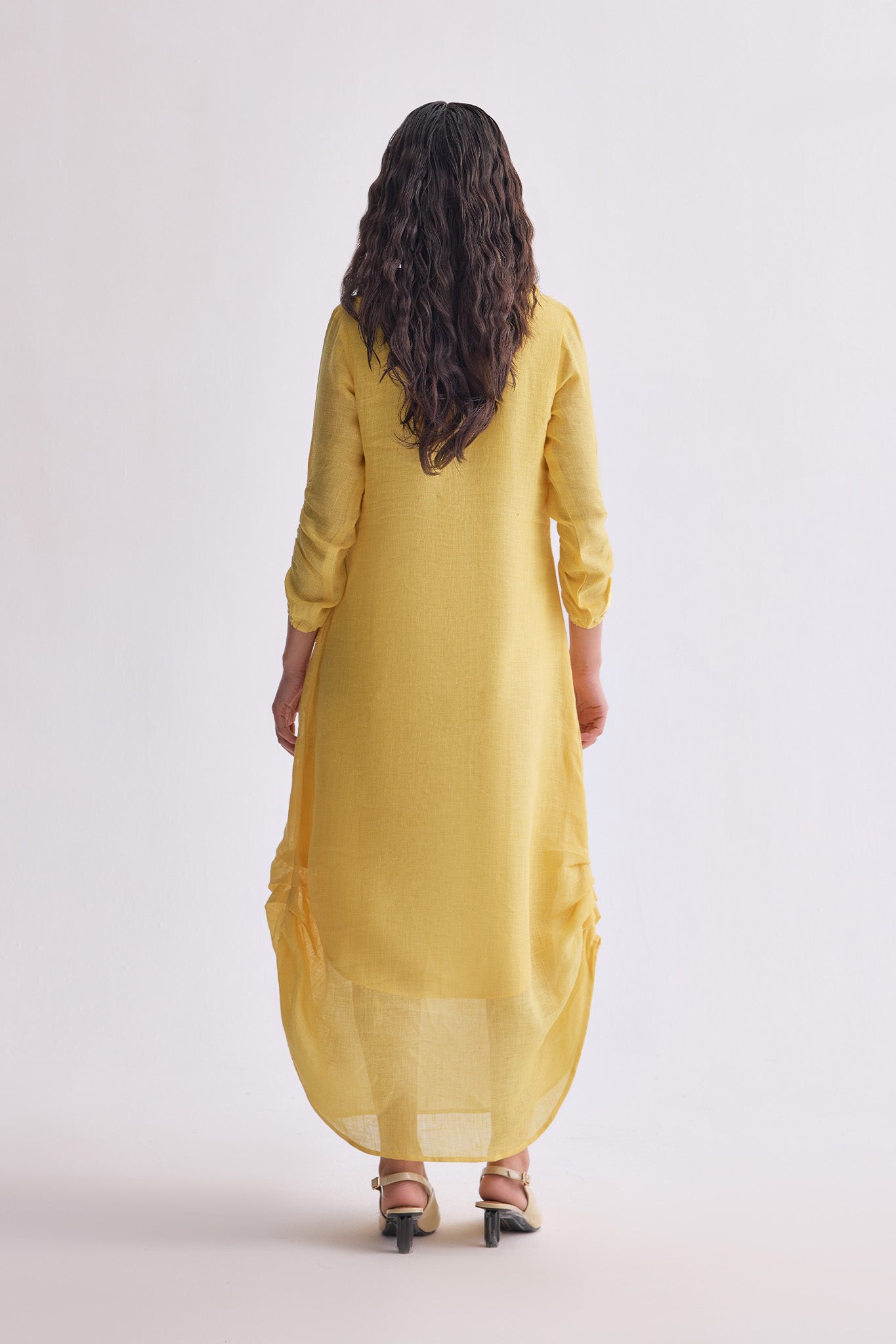 The Linen Iris Dress - Yellow