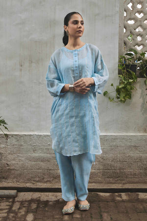 Jhilmil Co-ord Set (Upper & Bottom) - Blue
