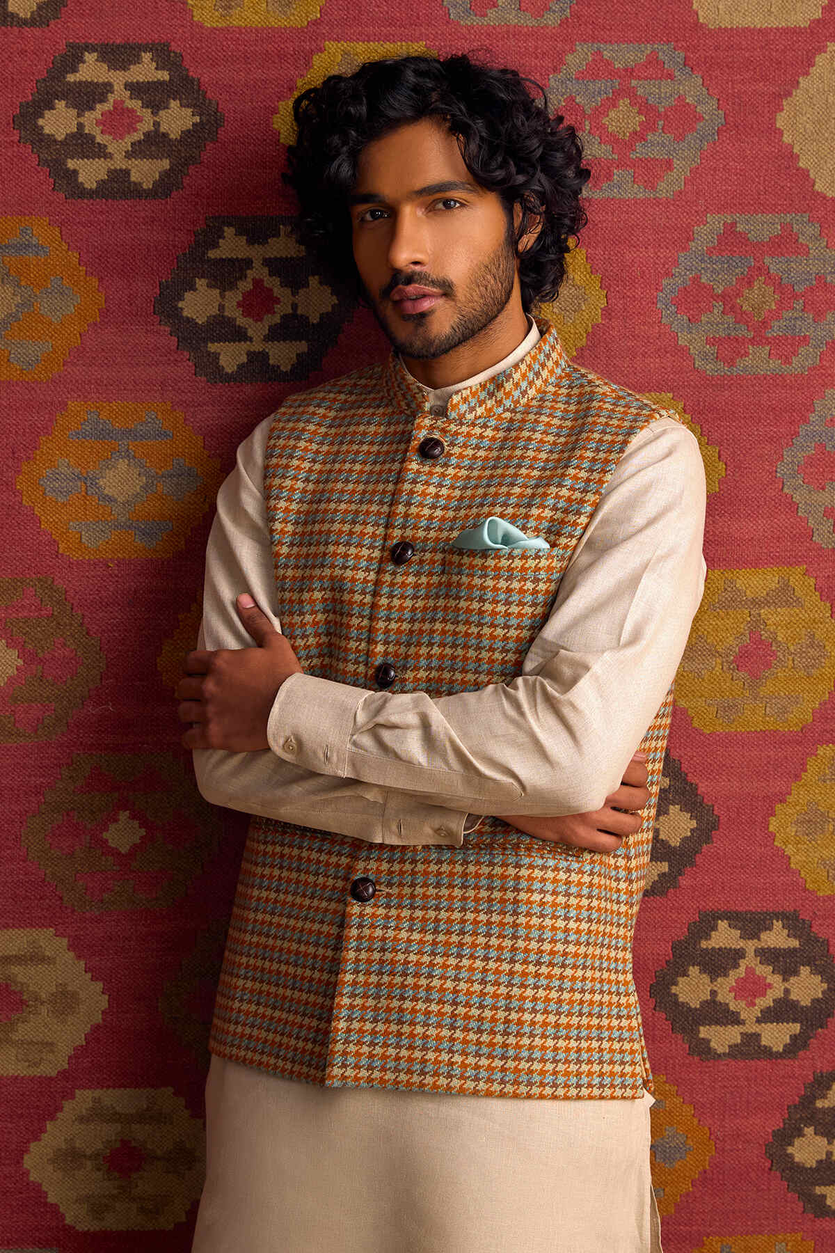 The Beau Double-Breasted Coat - Orange Harries