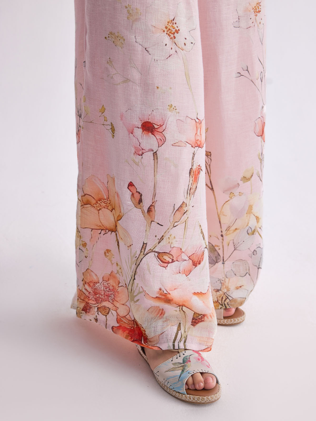 The Gulraaz Linen Cape Set - Spring Bloom