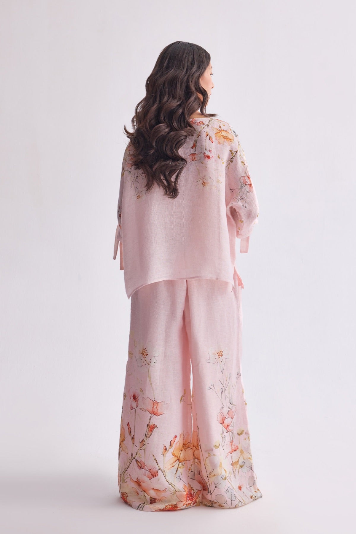 The Gulraaz Linen Cape Set - Spring Bloom