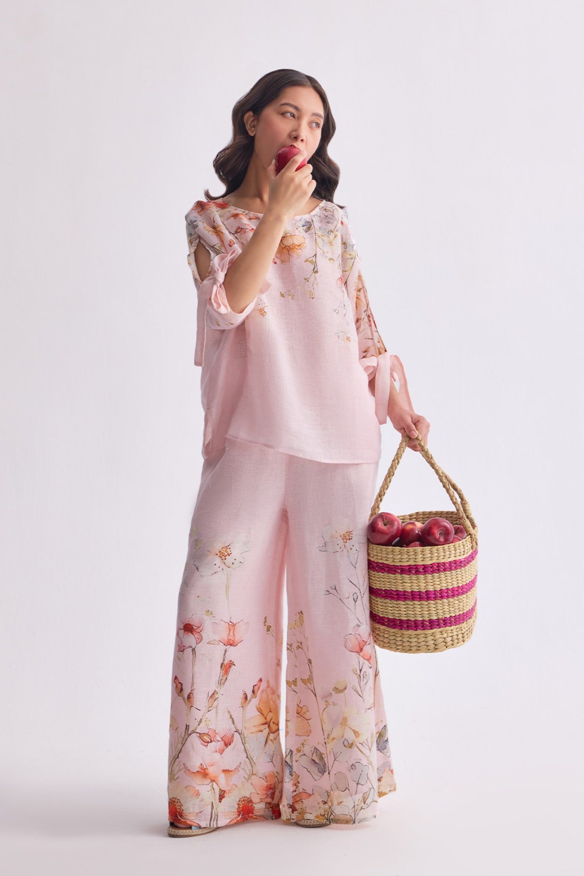The Gulraaz Linen Cape Set - Spring Bloom