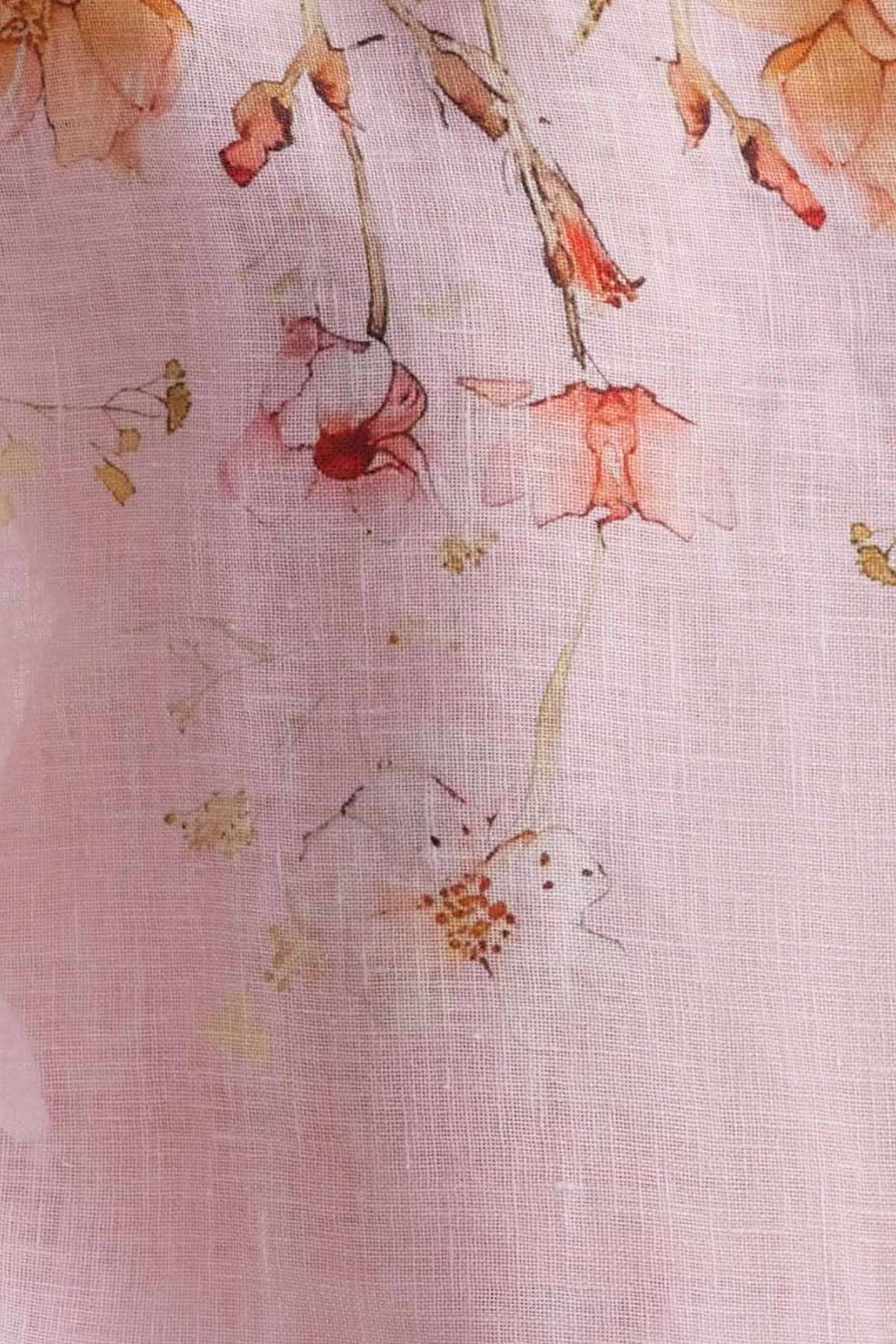 The Gulraaz Linen Cape Set - Spring Bloom