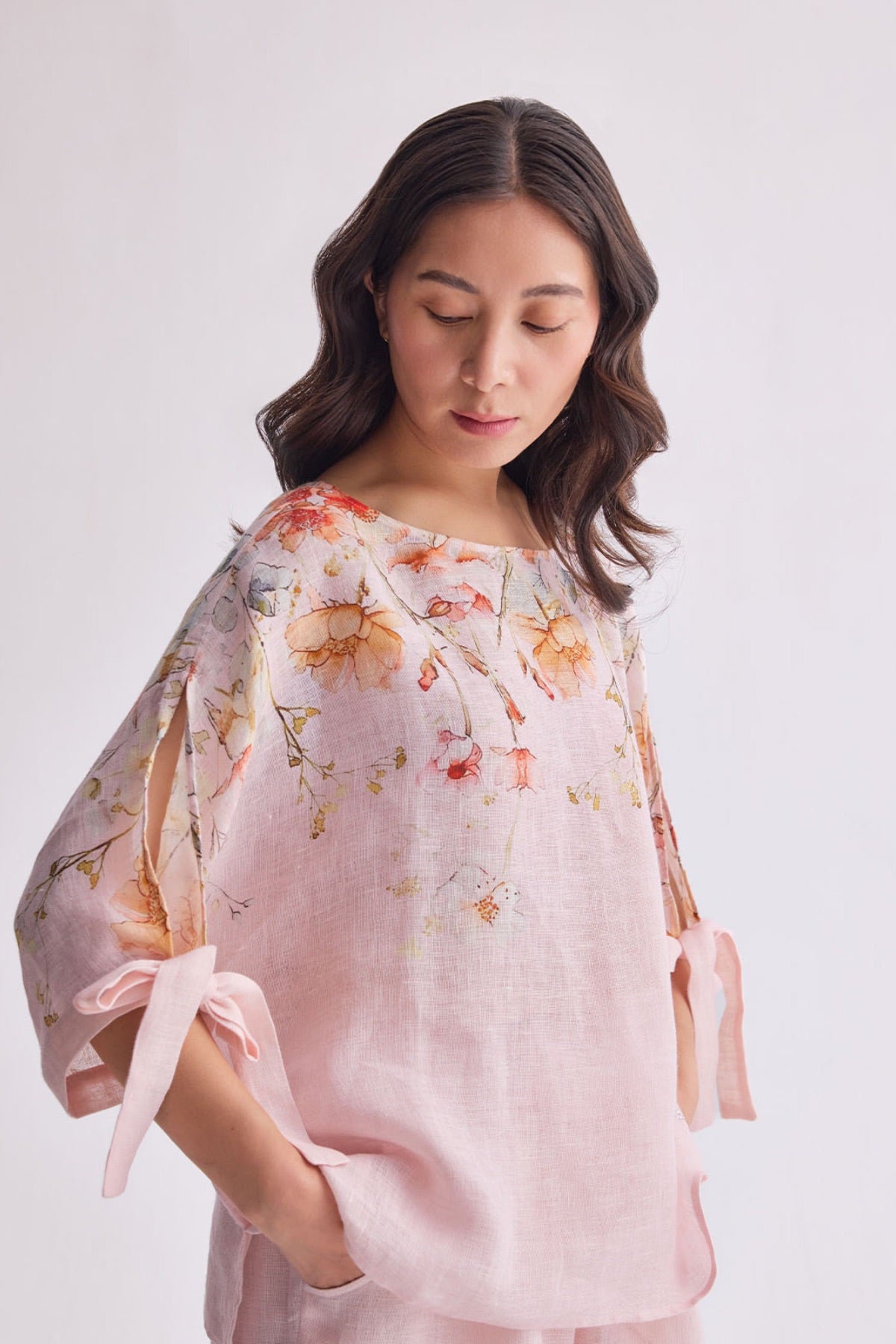 The Gulraaz Linen Cape Set - Spring Bloom