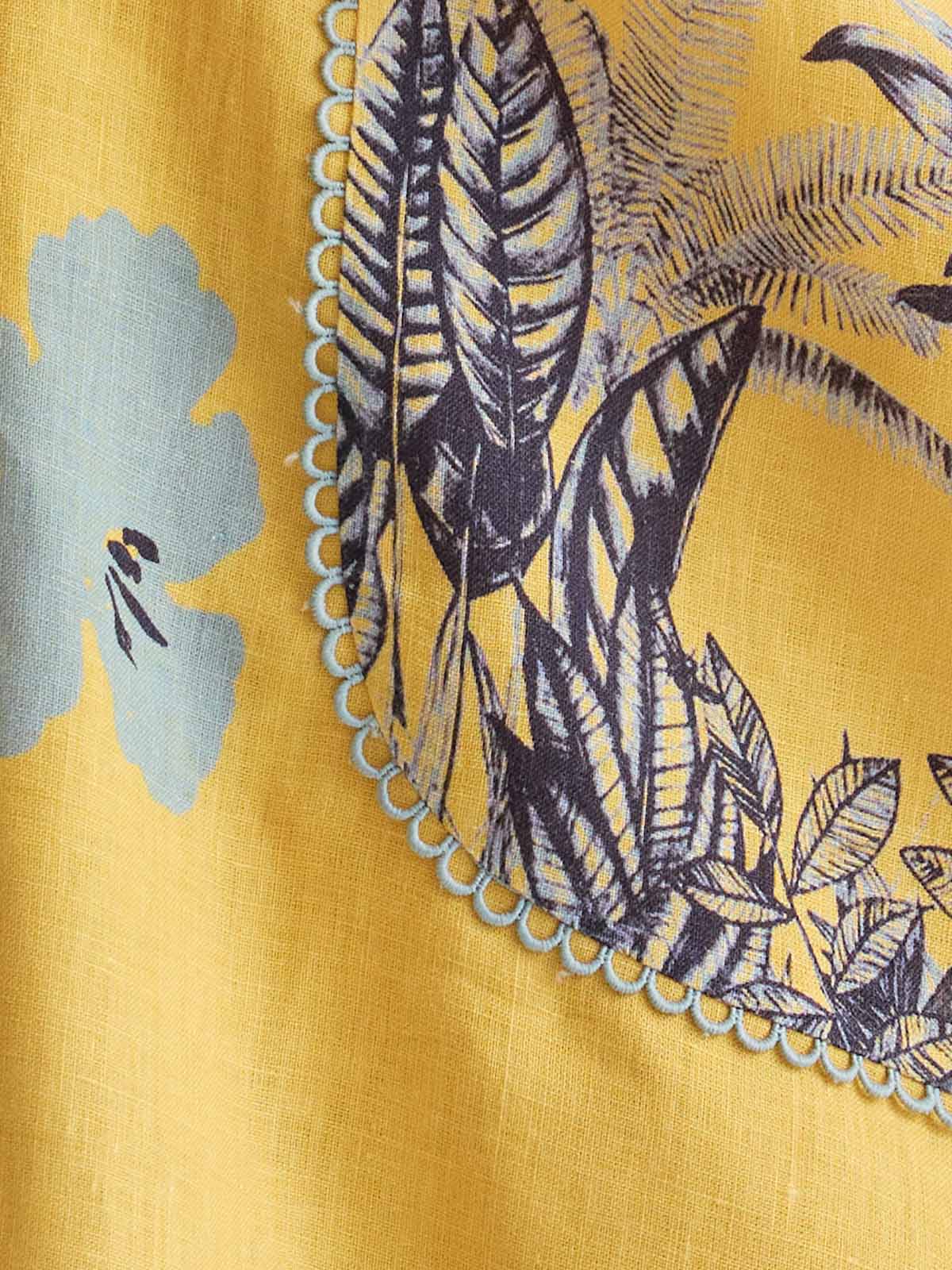 The Vanya Linen Kurta Set - Yellow print