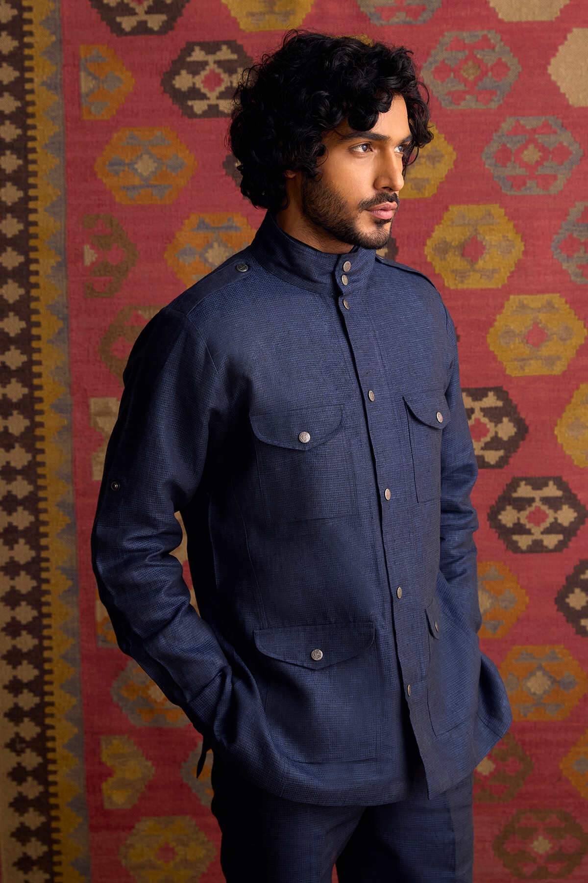 The Gallant Safari | Safari suit for Men | withus L / Navy Blue / YLSF/2215