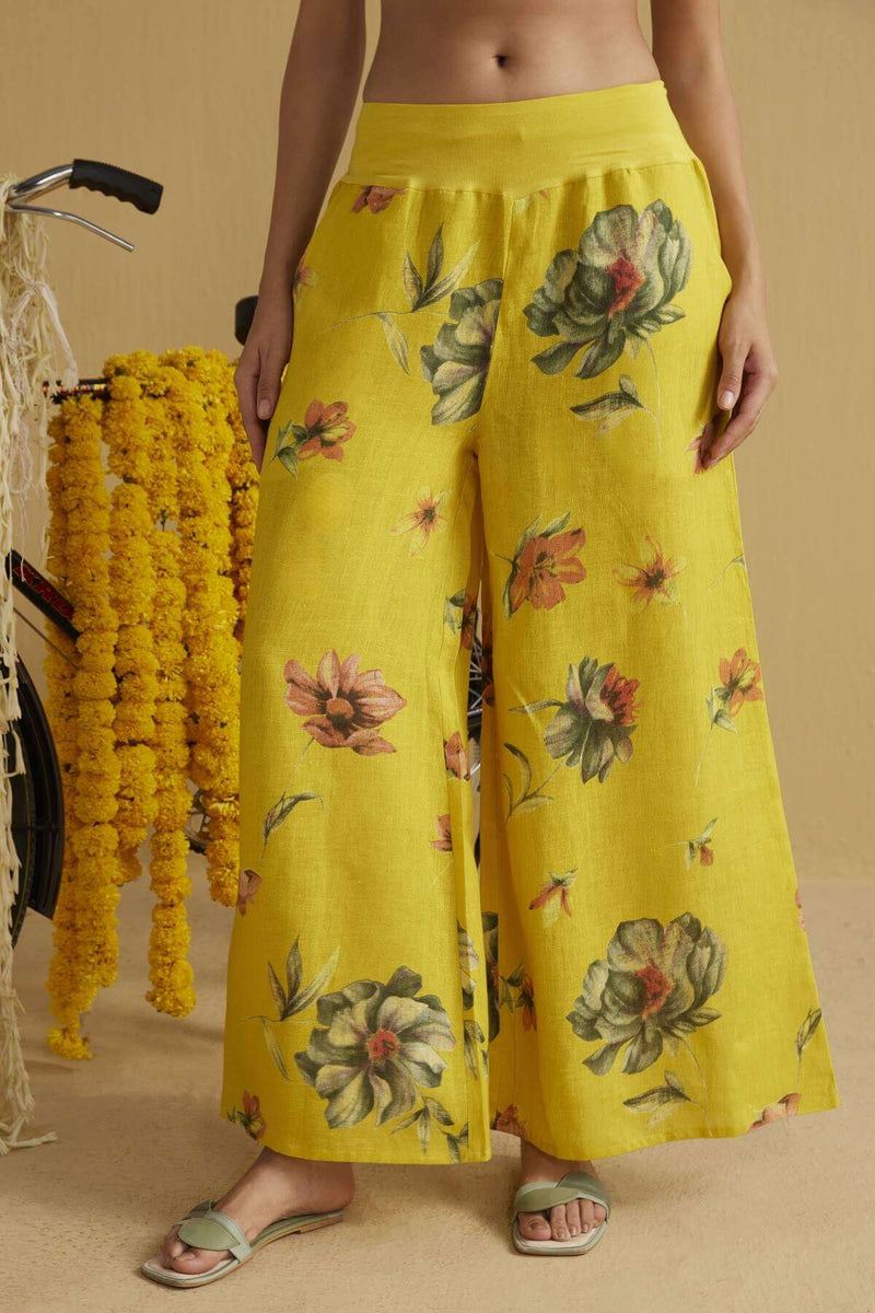 The Guldasta Bumblebee Linen Palazzos