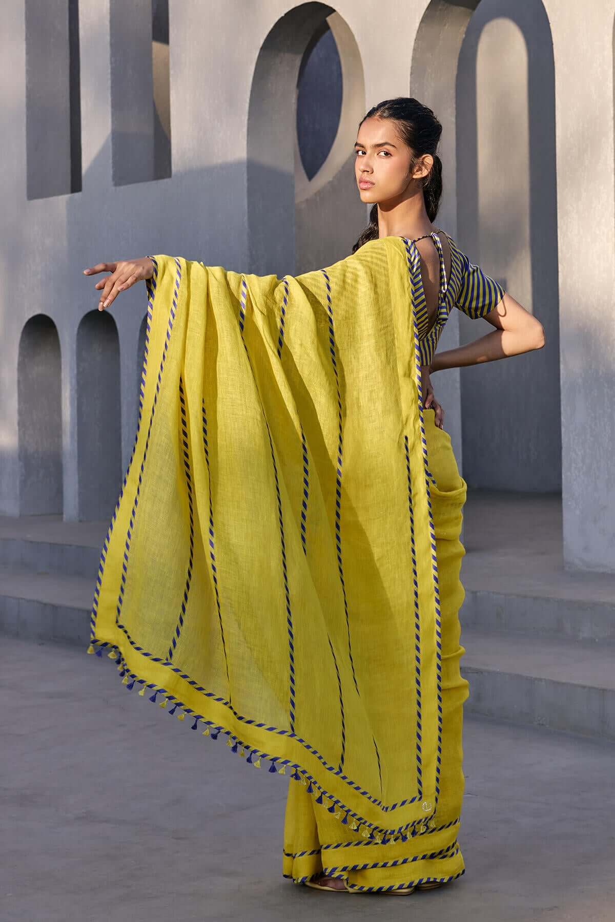 The Mehfil Saree - Iris Sunflower - Yellwithus