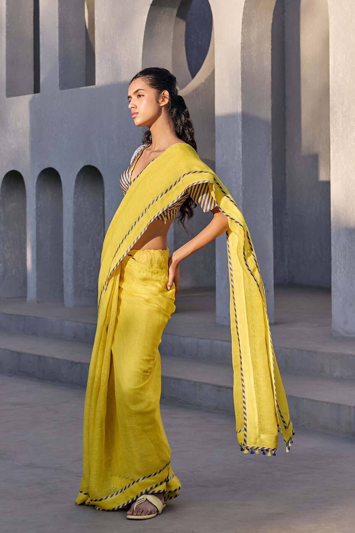 The Mehfil Saree - Iris Sunflower - Yellwithus