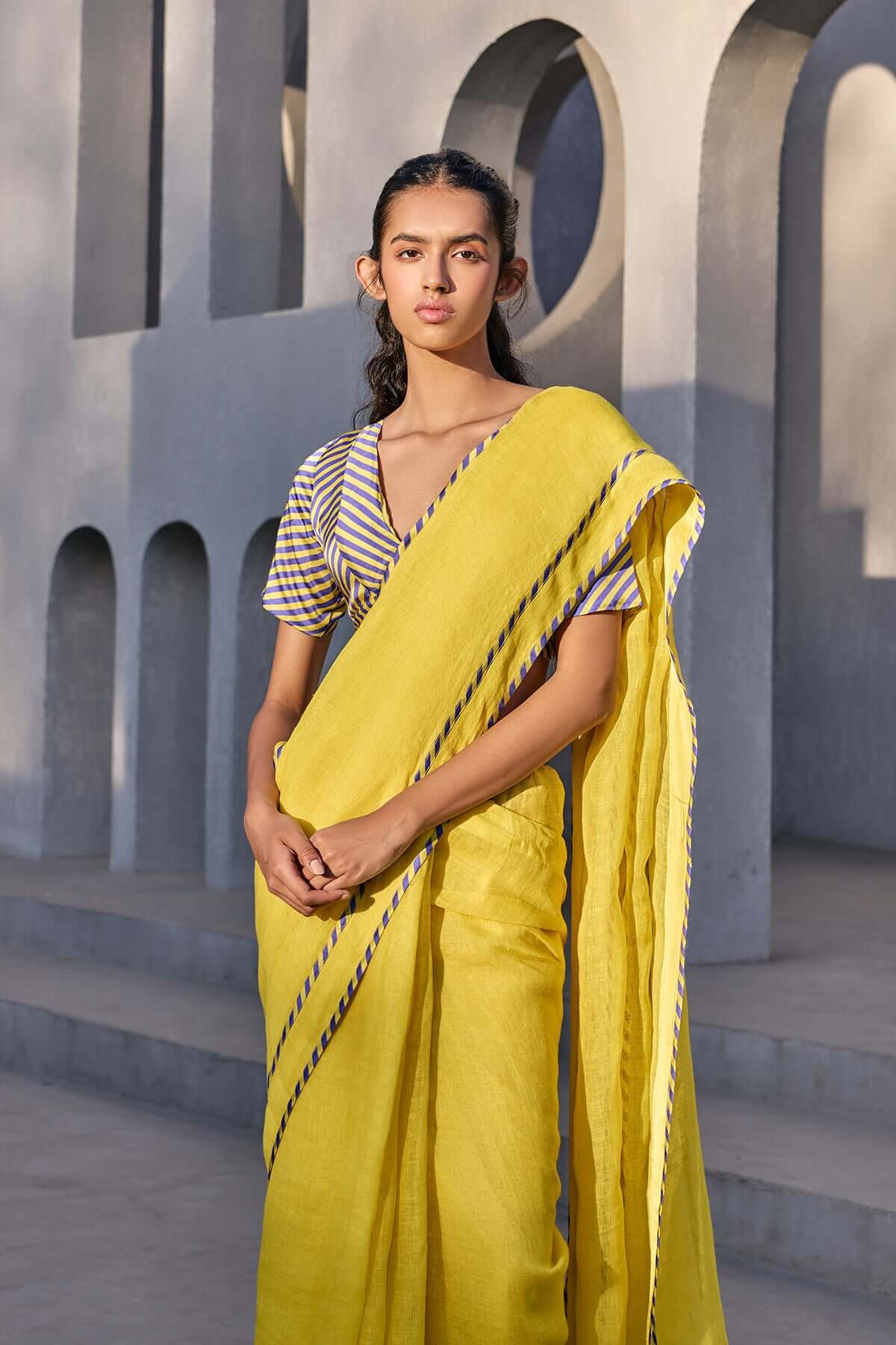 The Mehfil Saree - Iris Sunflower - Yellwithus