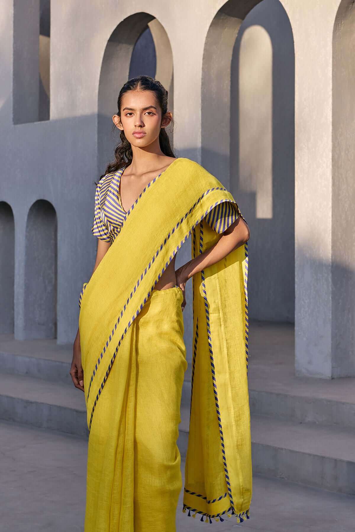 The Mehfil Saree - Iris Sunflower - Yellwithus
